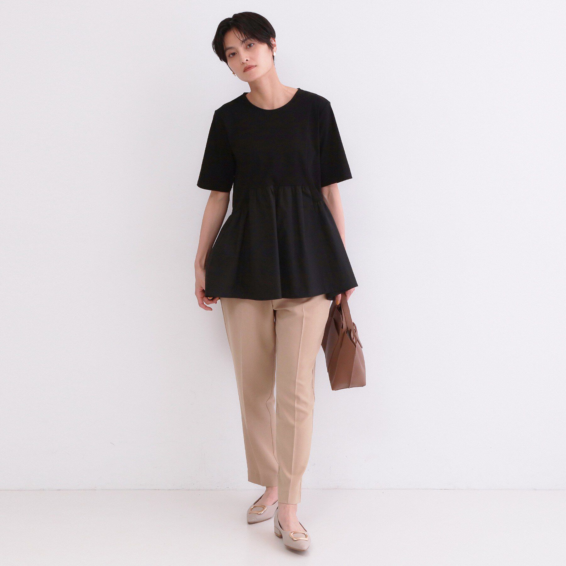 OPAQUE.CLIP「ペプラムドッキングカットソー【洗濯機OK】」|Tシャツ・カットソー|