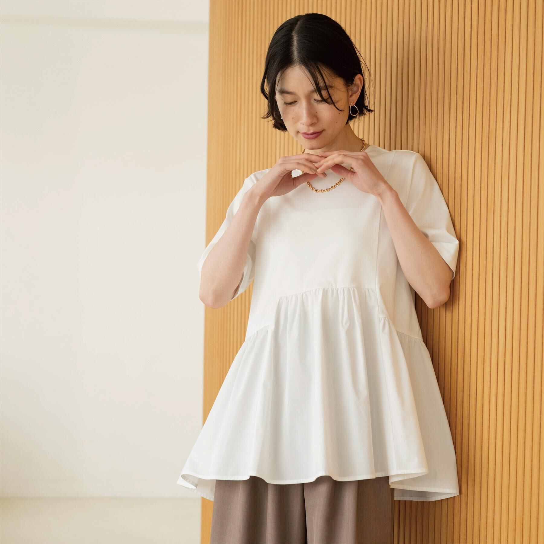 OPAQUE.CLIP「ペプラムドッキングカットソー【洗濯機OK】」|Tシャツ・カットソー|