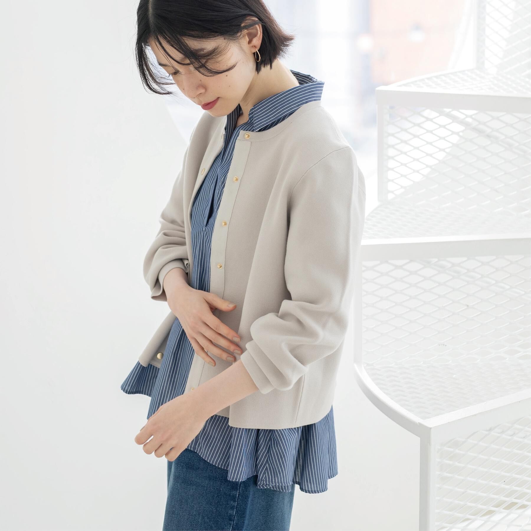 OPAQUE.CLIP「スナップボタンニットカーディガン【洗濯機OK/抗ピル】」|カーディガン|