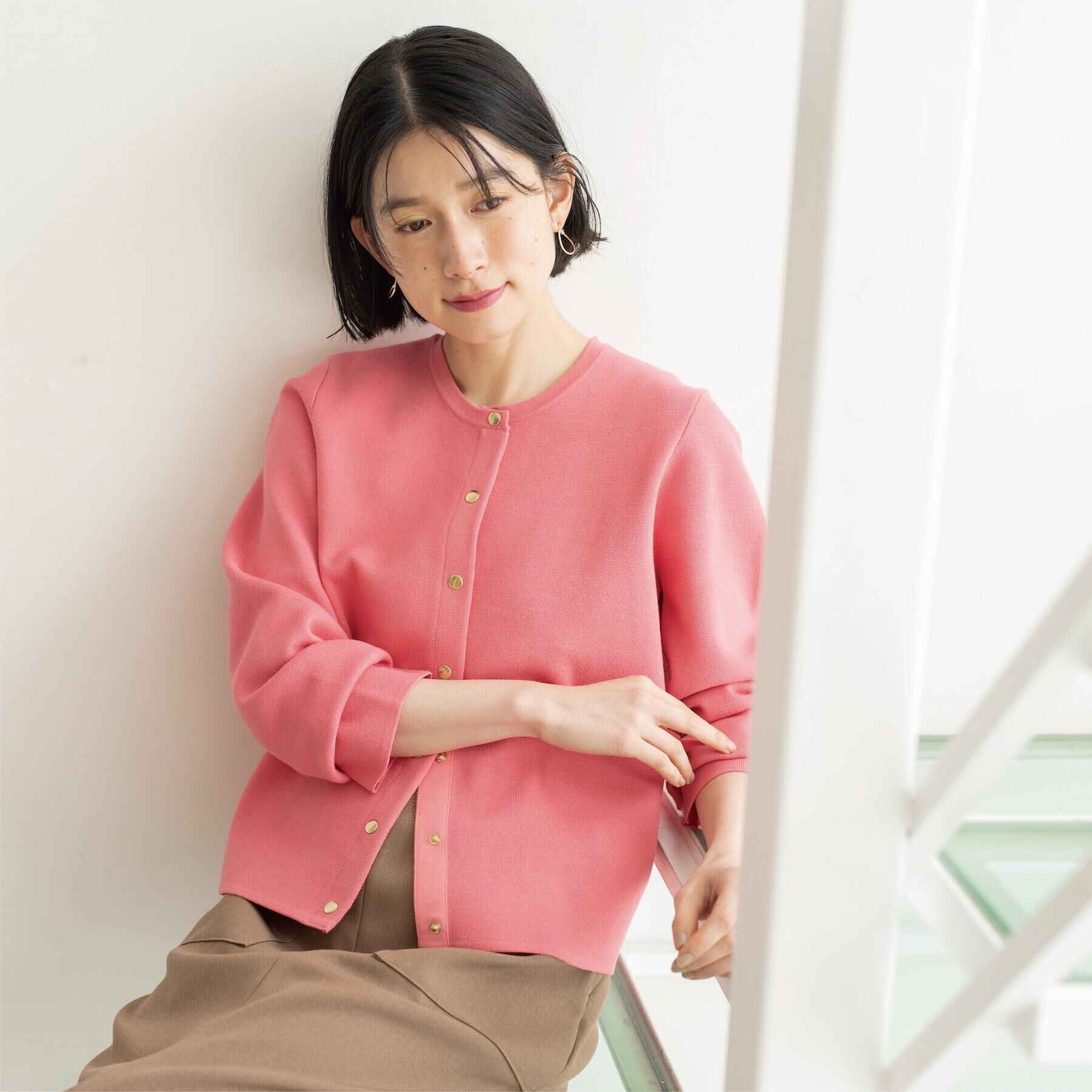 OPAQUE.CLIP「スナップボタンニットカーディガン【洗濯機OK/抗ピル】」|カーディガン|