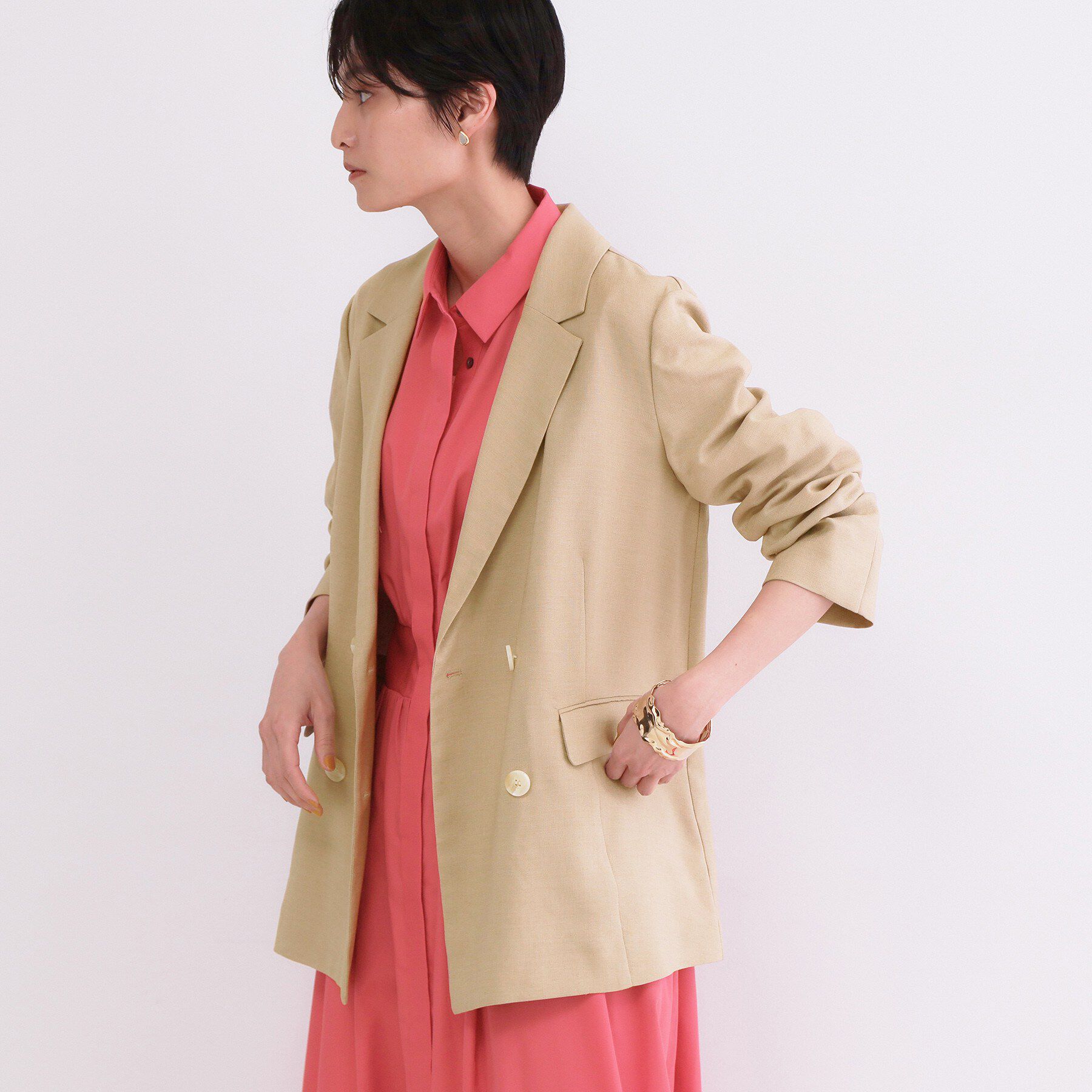 OPAQUE.CLIP「ダブルブレストジャケット【洗える/UVケア/防シワ加工/接触冷感】」|テーラードジャケット|