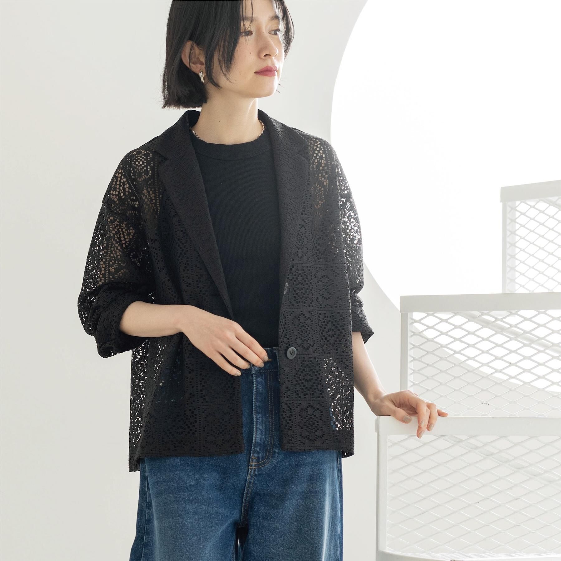 OPAQUE.CLIP「レーステーラードジャケット【洗濯機OK】」|テーラードジャケット|