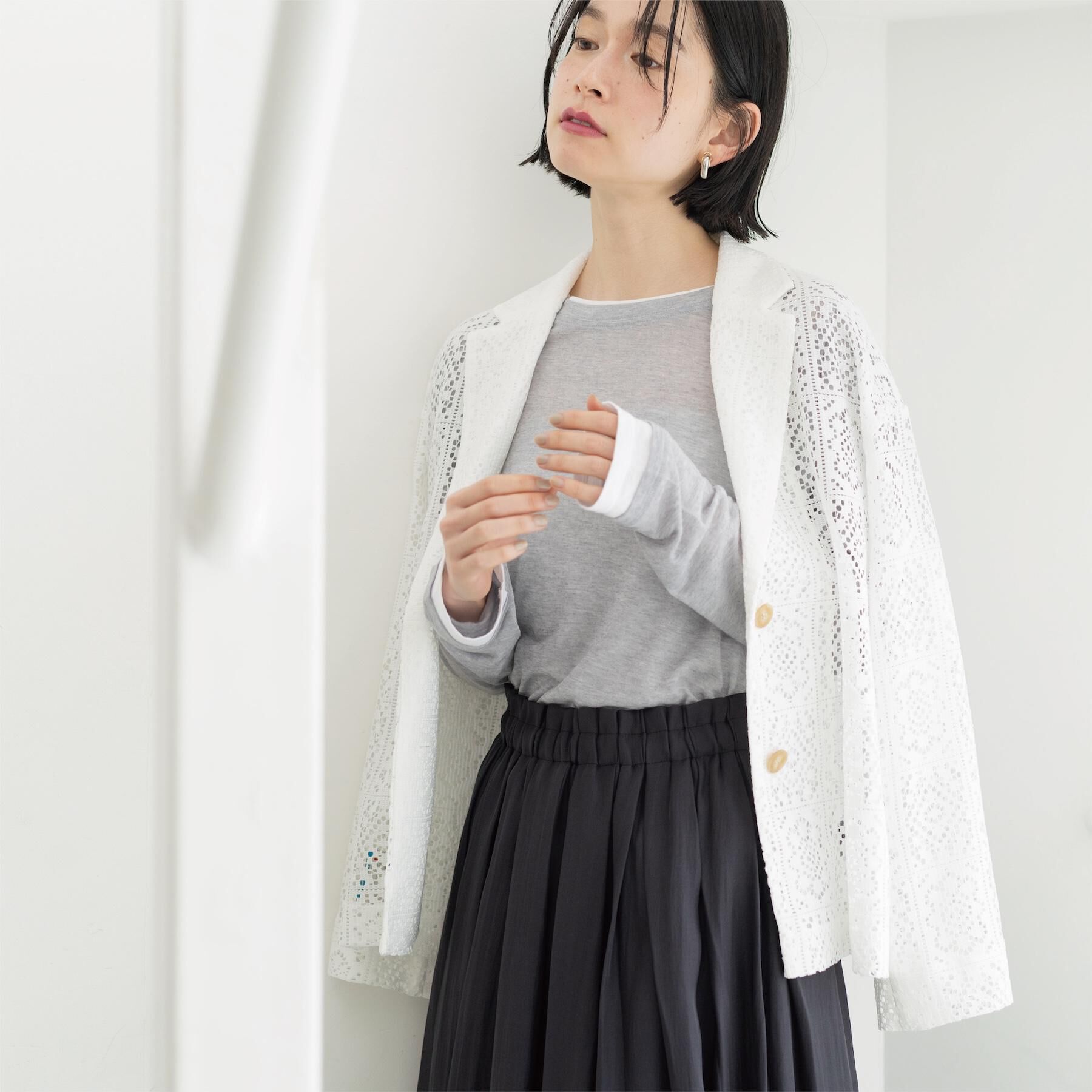 OPAQUE.CLIP「レーステーラードジャケット【洗濯機OK】」|テーラードジャケット|