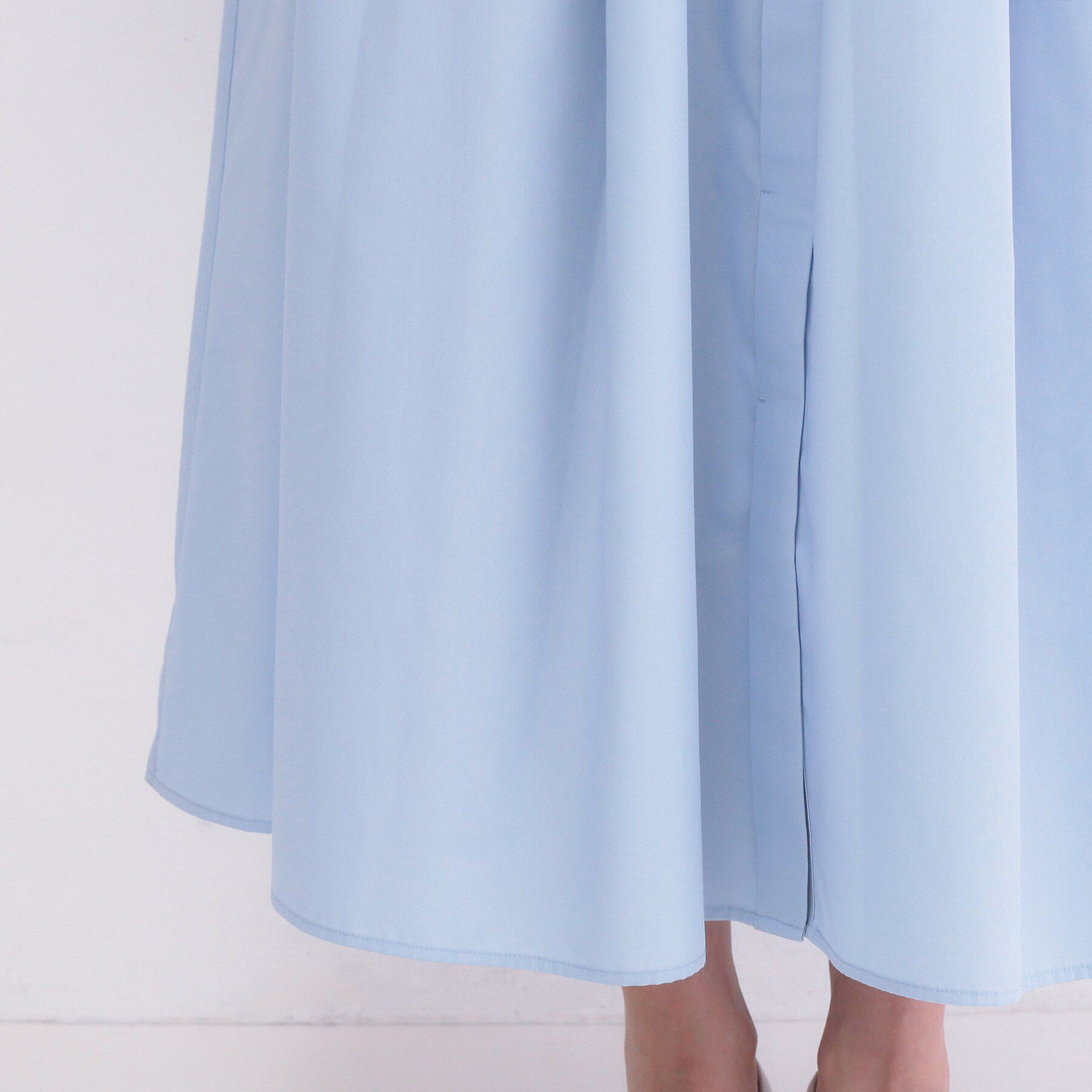 OPAQUE.CLIP「サッシュリボンベルト付きフレアシャツワンピース【洗濯機OK/防シワ加工】」|ワンピース|