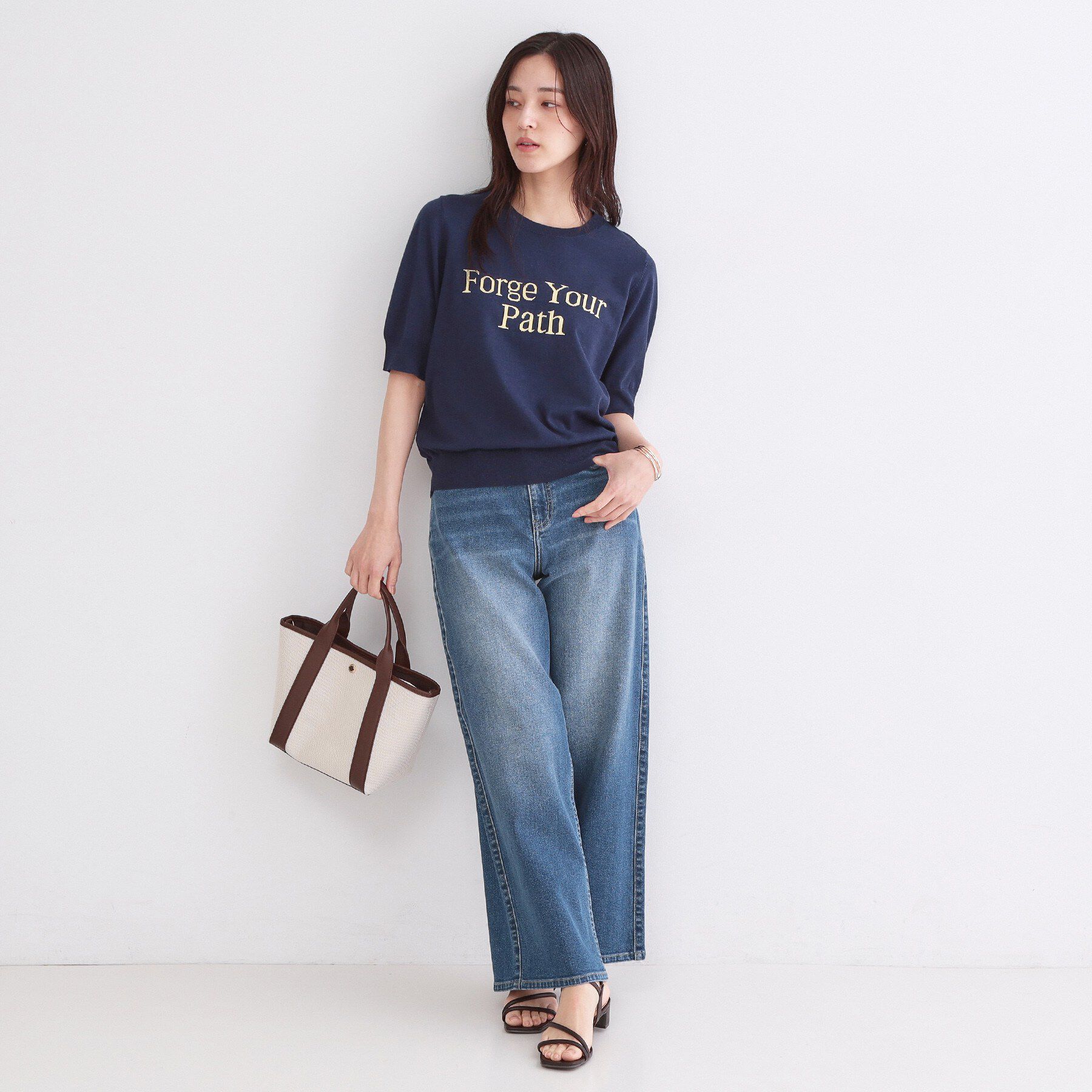 OPAQUE.CLIP「ロゴジャカードニット【洗濯機OK】」|ニット・セーター|