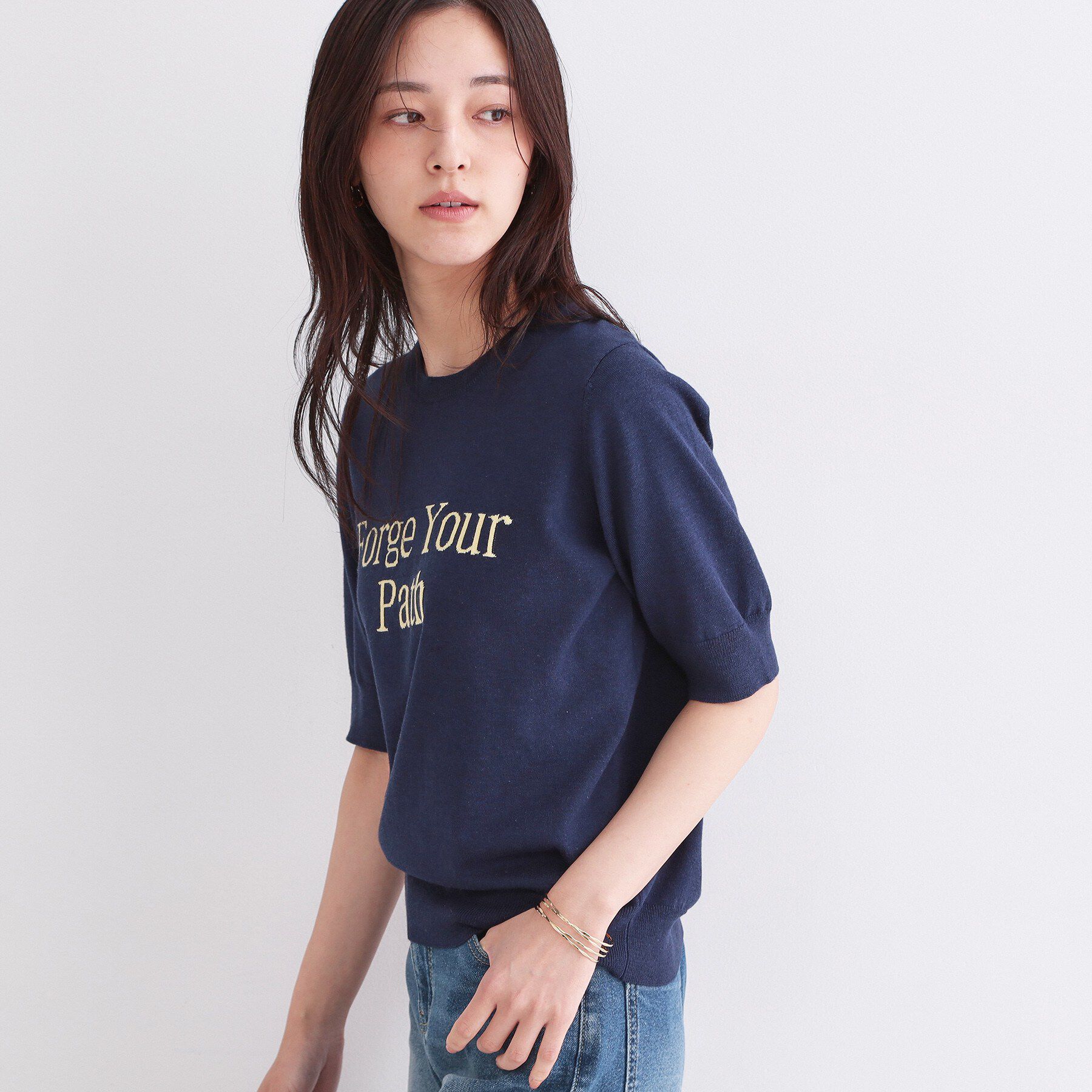 OPAQUE.CLIP「ロゴジャカードニット【洗濯機OK】」|ニット・セーター|