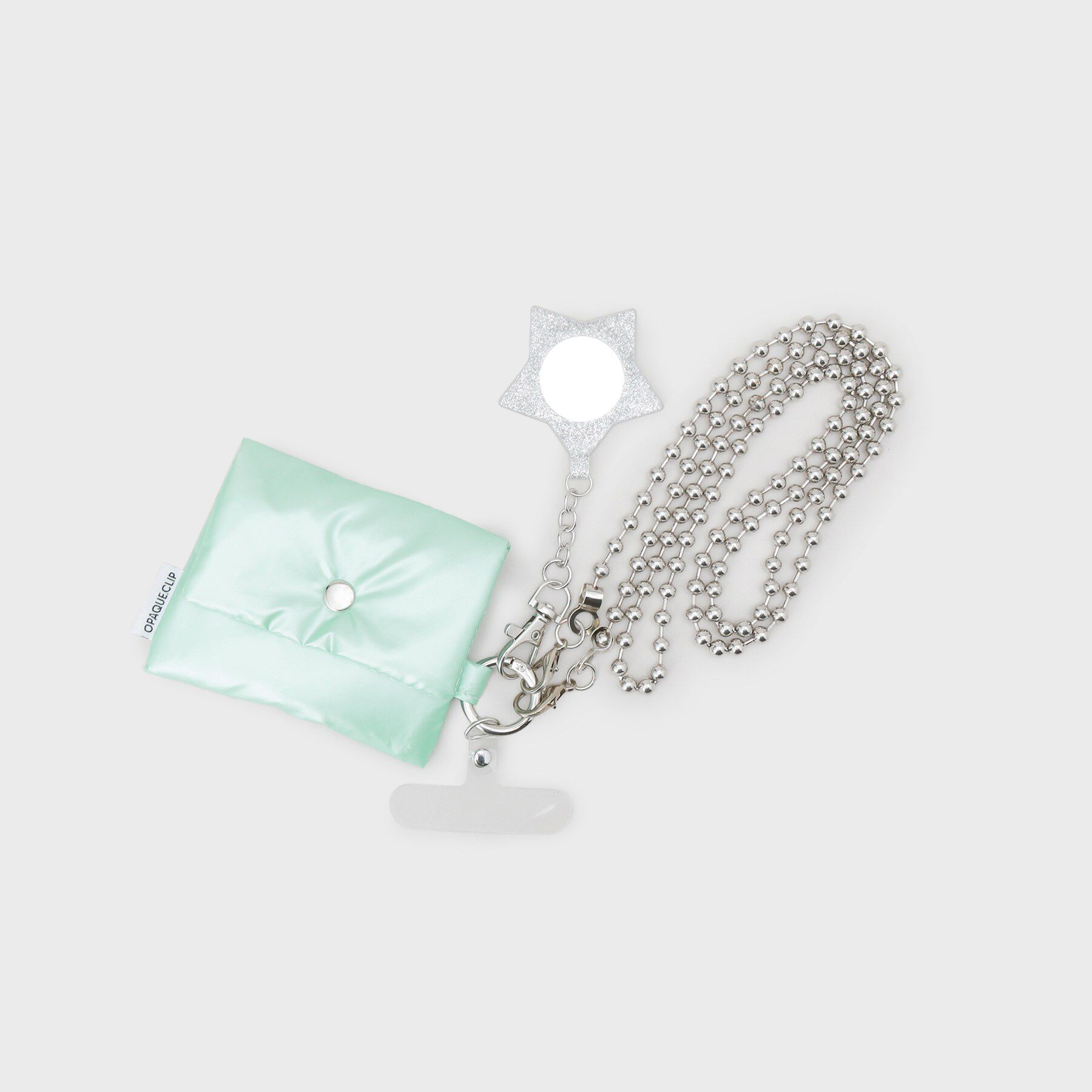 OPAQUE.CLIP「ミラーチャーム＆ミニポーチ付き ボールチェーンスマートフォンショルダーストラップ」|ストラップ|