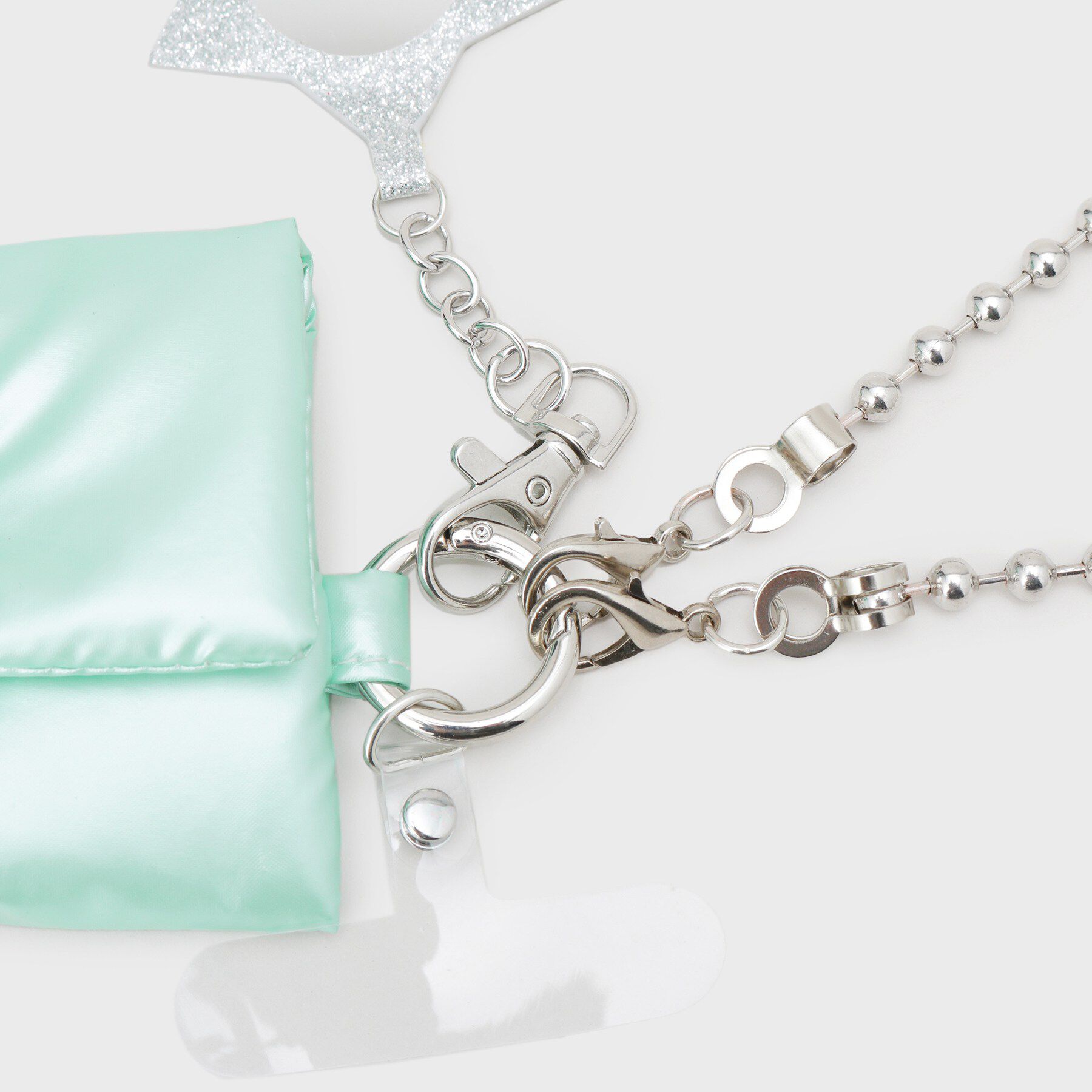 OPAQUE.CLIP「ミラーチャーム＆ミニポーチ付き ボールチェーンスマートフォンショルダーストラップ」|ストラップ|