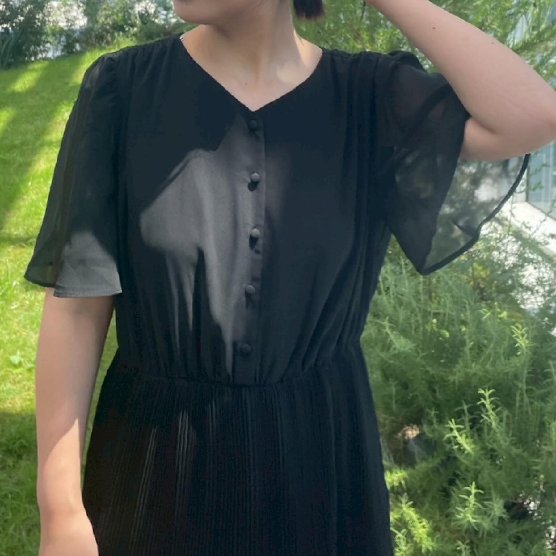 Couture broach「【二の腕カバー・楽ちん・通勤】シフォンプリーツワンピース」|ワンピース|