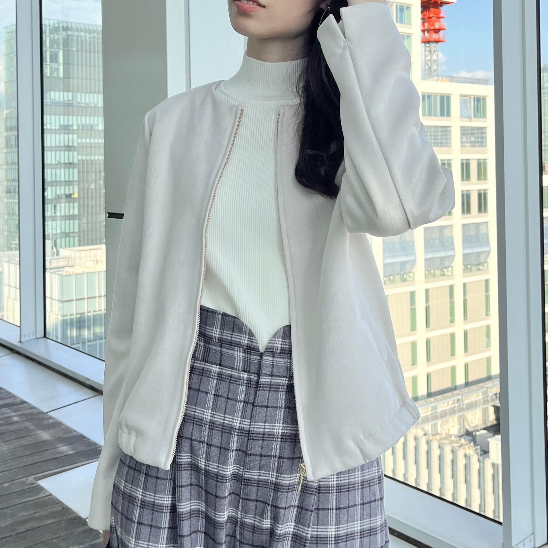 Couture broach「【通勤・大人上品】スエード調ダンボール ノーカラージャケット」|ブルゾン・スタジャン|