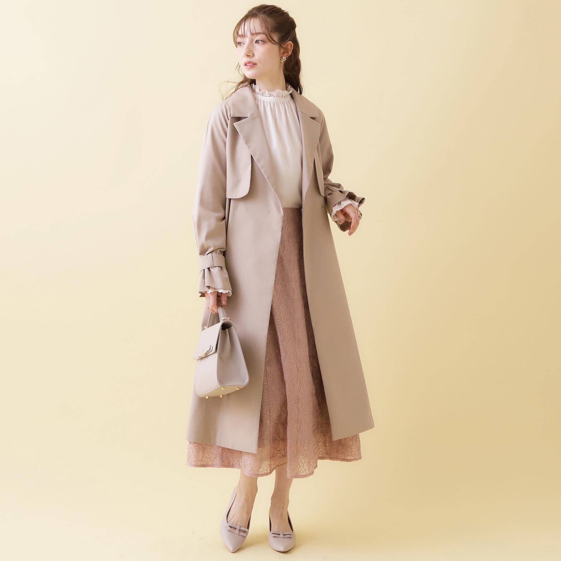 Couture broach「【撥水・ハレの日・通勤】ロングトレンチコート」|トレンチコート|