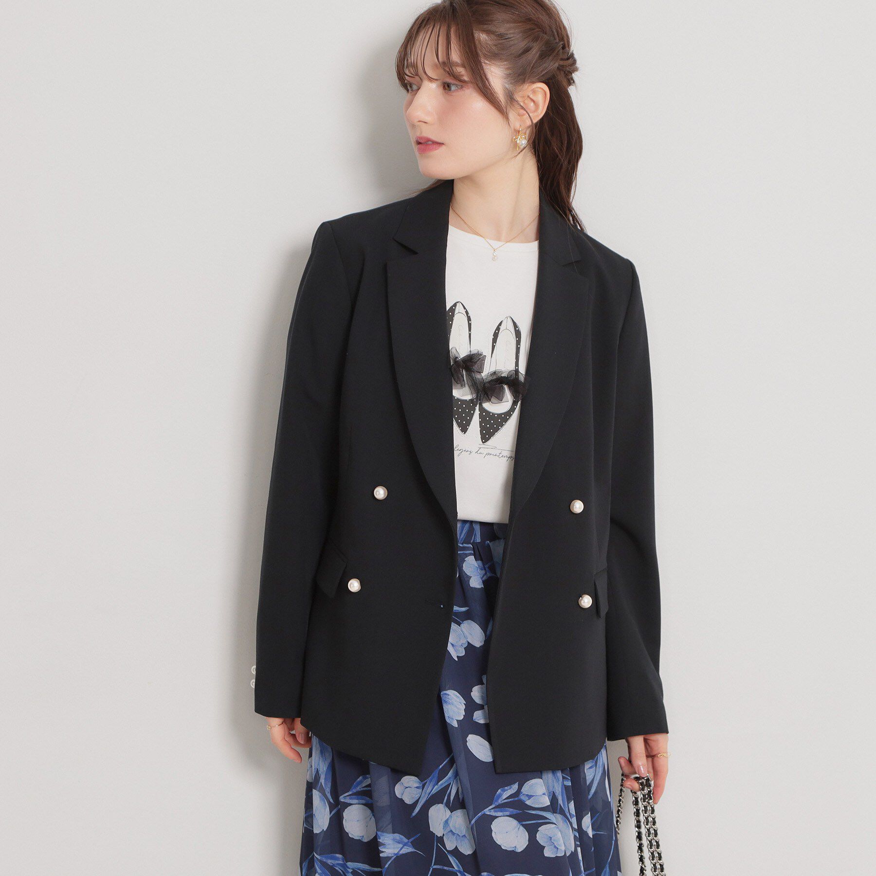 Couture broach「【洗える・ハレの日・通勤】パール調ボタン テーラードジャケット」|テーラードジャケット|