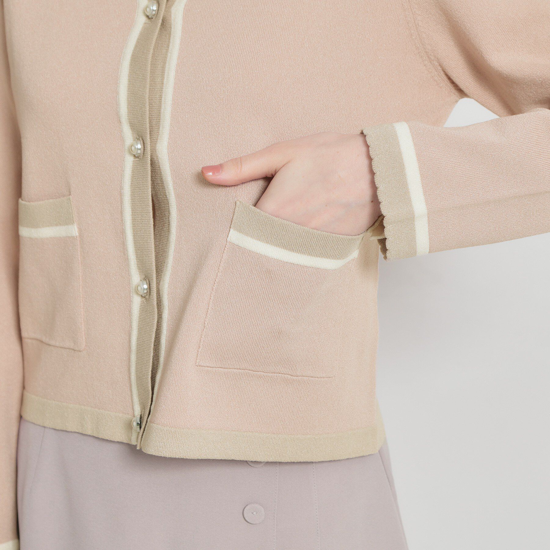 Couture broach「【洗える・着映え】SPRING配色カーディガン」|カーディガン|