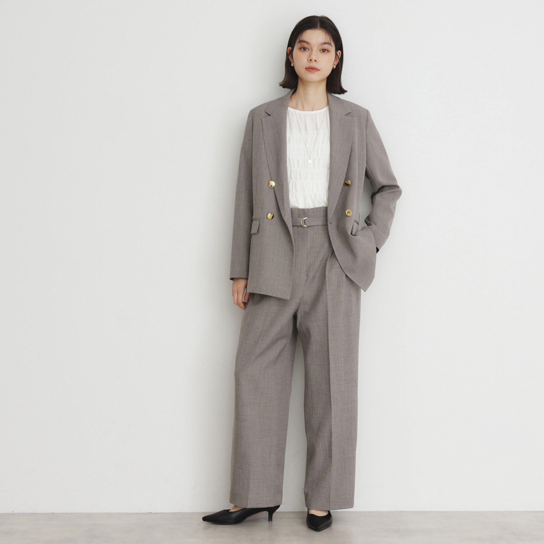 THE SHOP TK「【ONOFF活躍／セレモニー／通勤】CAVIAN Wブレストジャケット／洗える」|テーラードジャケット|