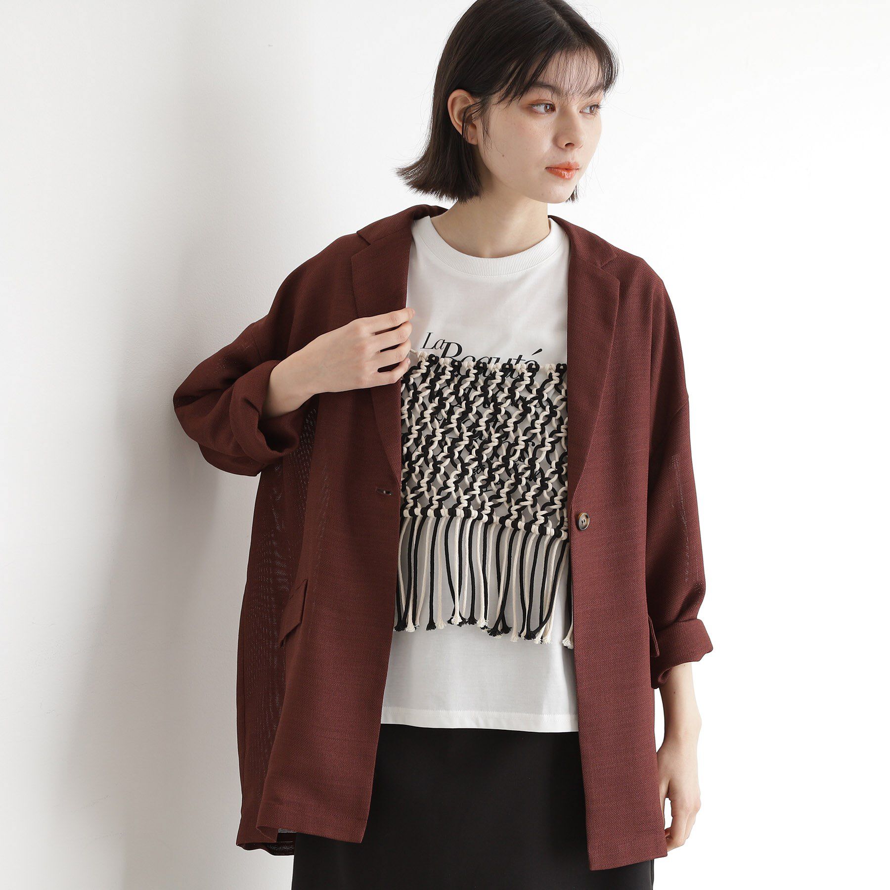 THE SHOP TK「パナマメッシュジャケット」|テーラードジャケット|ブラウン(043)