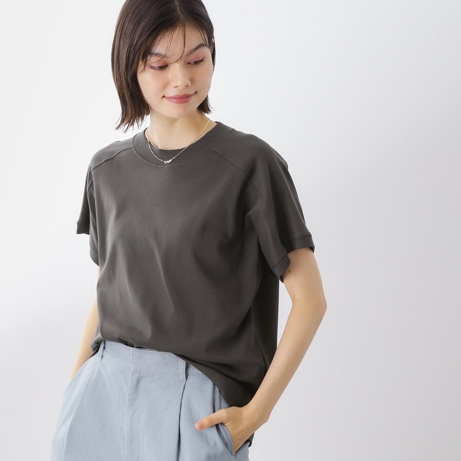 THE SHOP TK「【汗染み防止】ラグランスリーブTシャツ【洗濯機OK/UVケア】」|Tシャツ・カットソー|