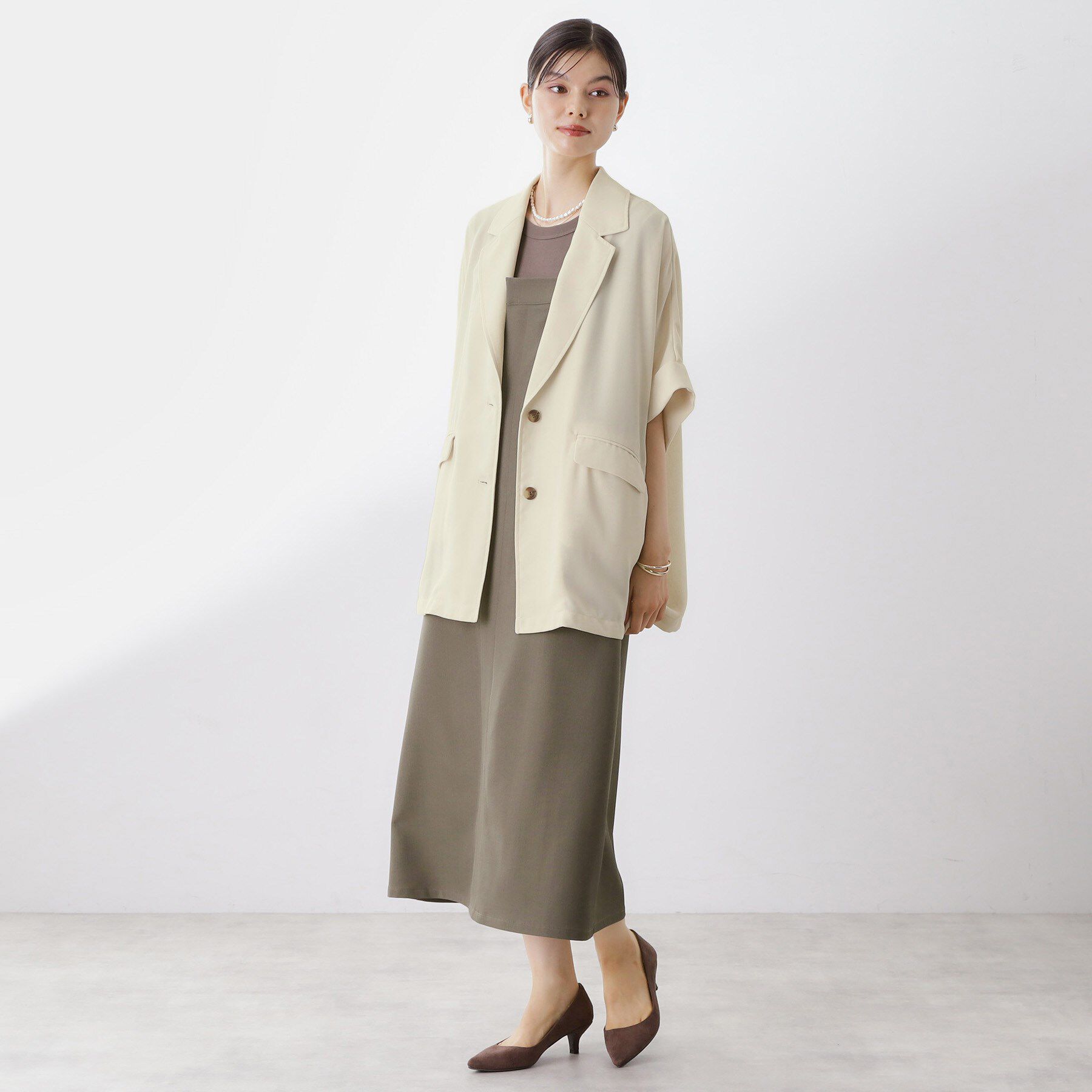 THE SHOP TK「ドルマン半袖ジャケット【洗える】」|テーラードジャケット|