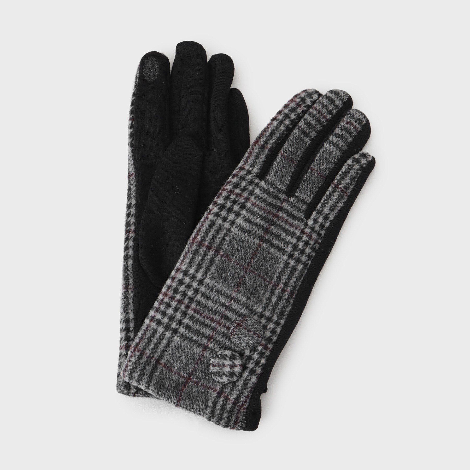 THE SHOP TK「チェックグローブ」|手袋|ボルドー(264)