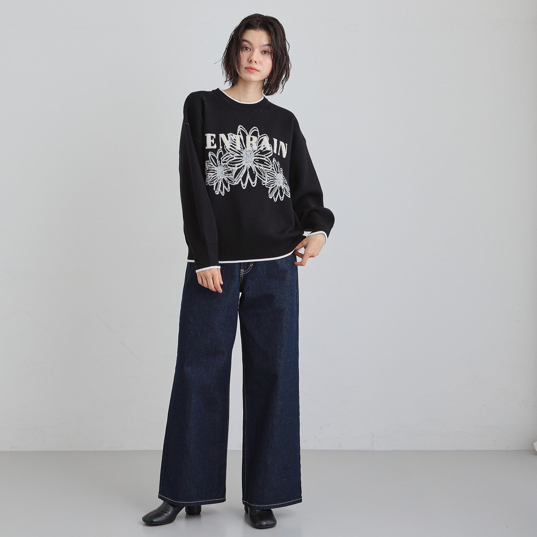 THE SHOP TK「花柄ラメジャカードニット」|ニット・セーター|