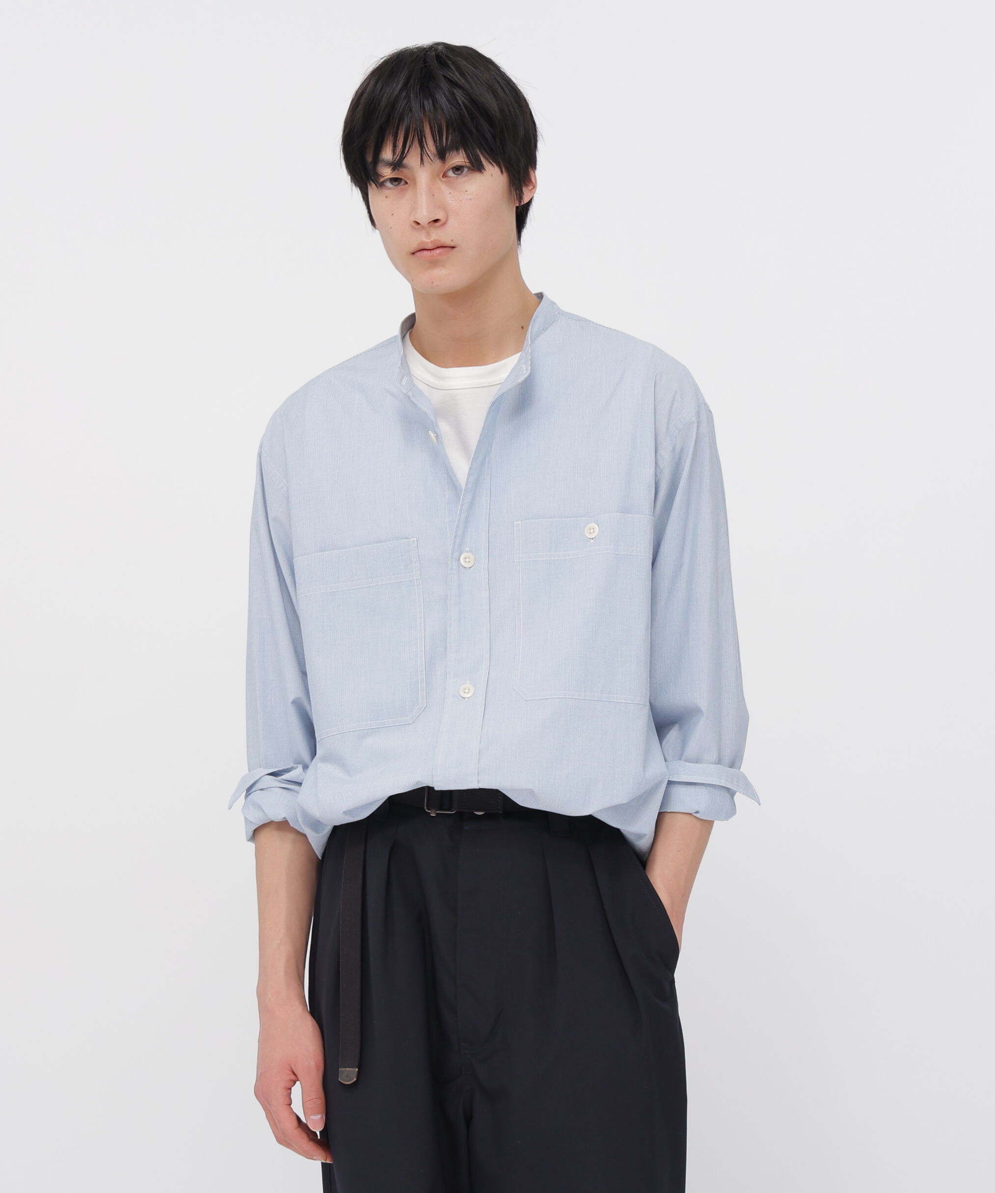 MHL.「WORN COTTON HAIRLINE STRIPE SHIRT」|シャツ・ブラウス|LIGHT BLUE2
