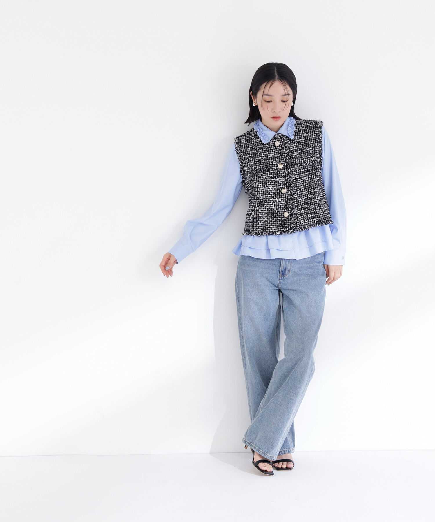  「ツイードシリーズ コンパクトジレ」|ブルゾン・スタジャン|