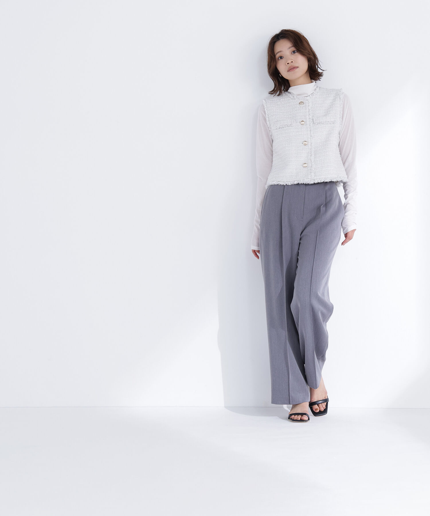  「ツイードシリーズ コンパクトジレ」|ブルゾン・スタジャン|