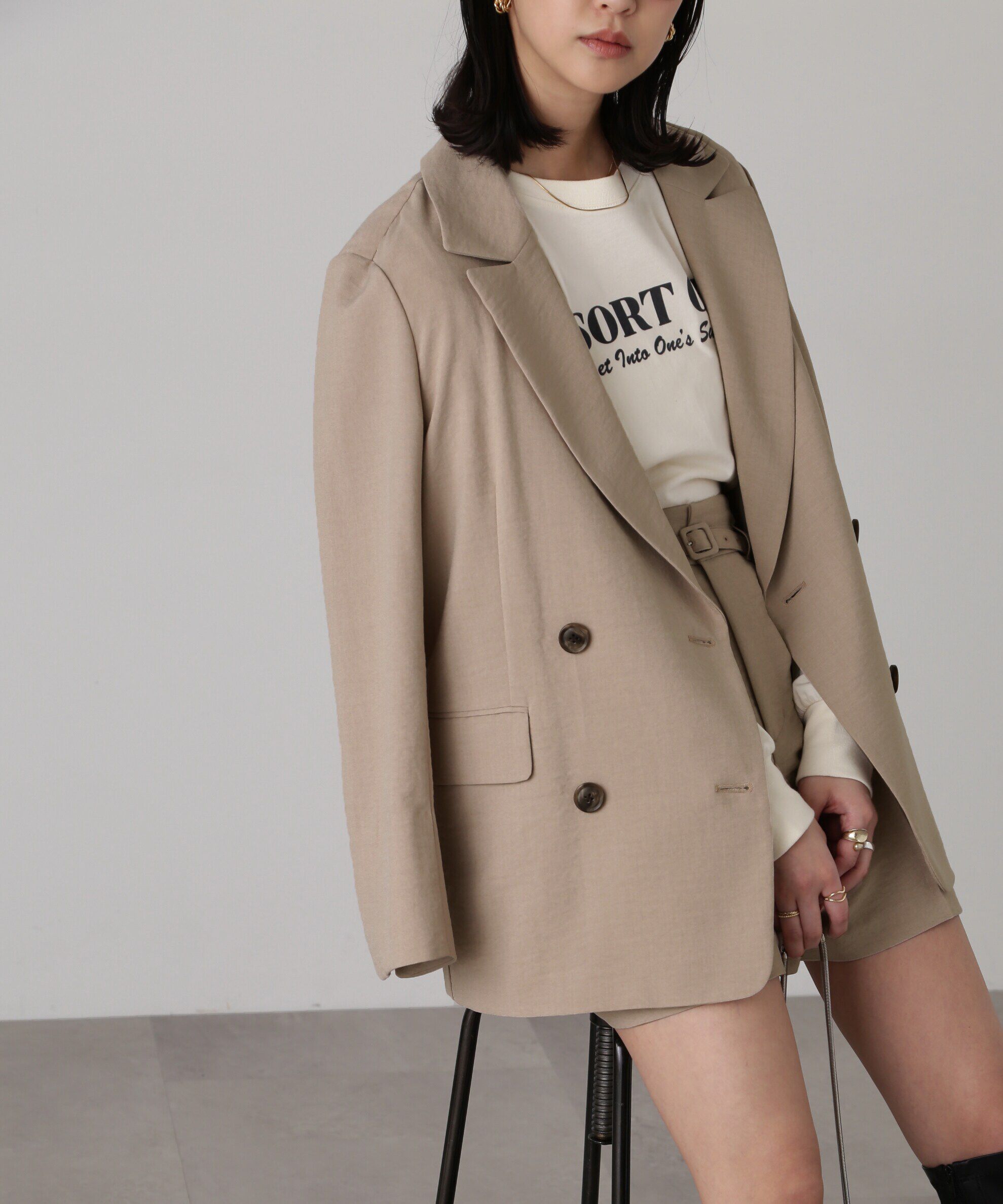  「[低身長サイズ/Sシリーズ]気流染めダブルジャケット」|その他|ベージュ