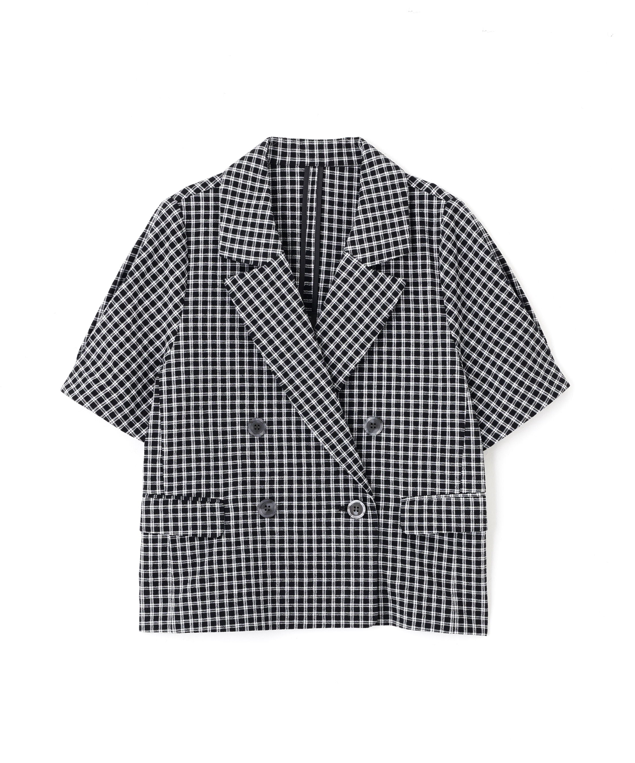  「袖コクーンダブルブレストハーフジャケット」|その他|