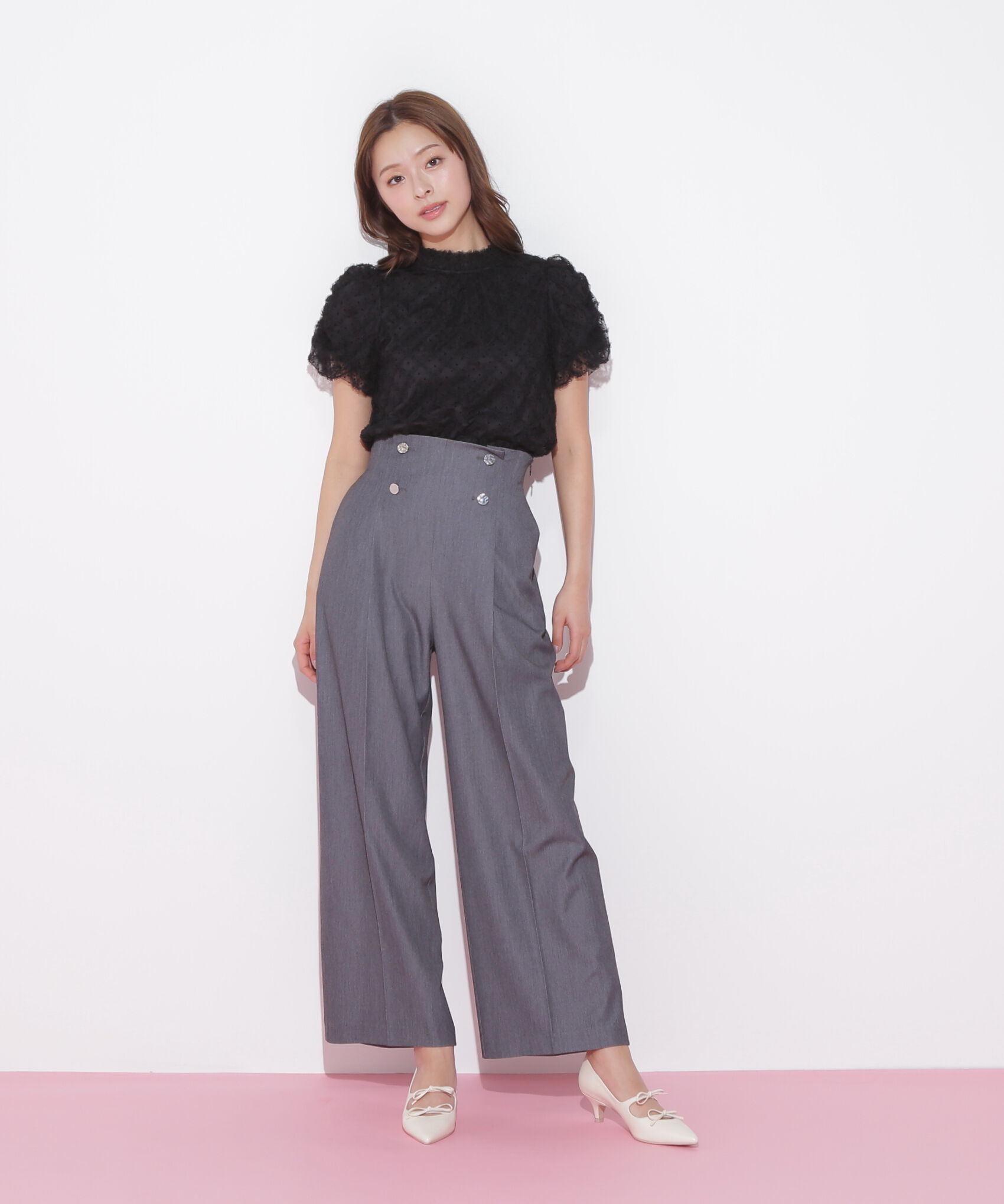  「バルーン袖レースブラウス」|シャツ・ブラウス|