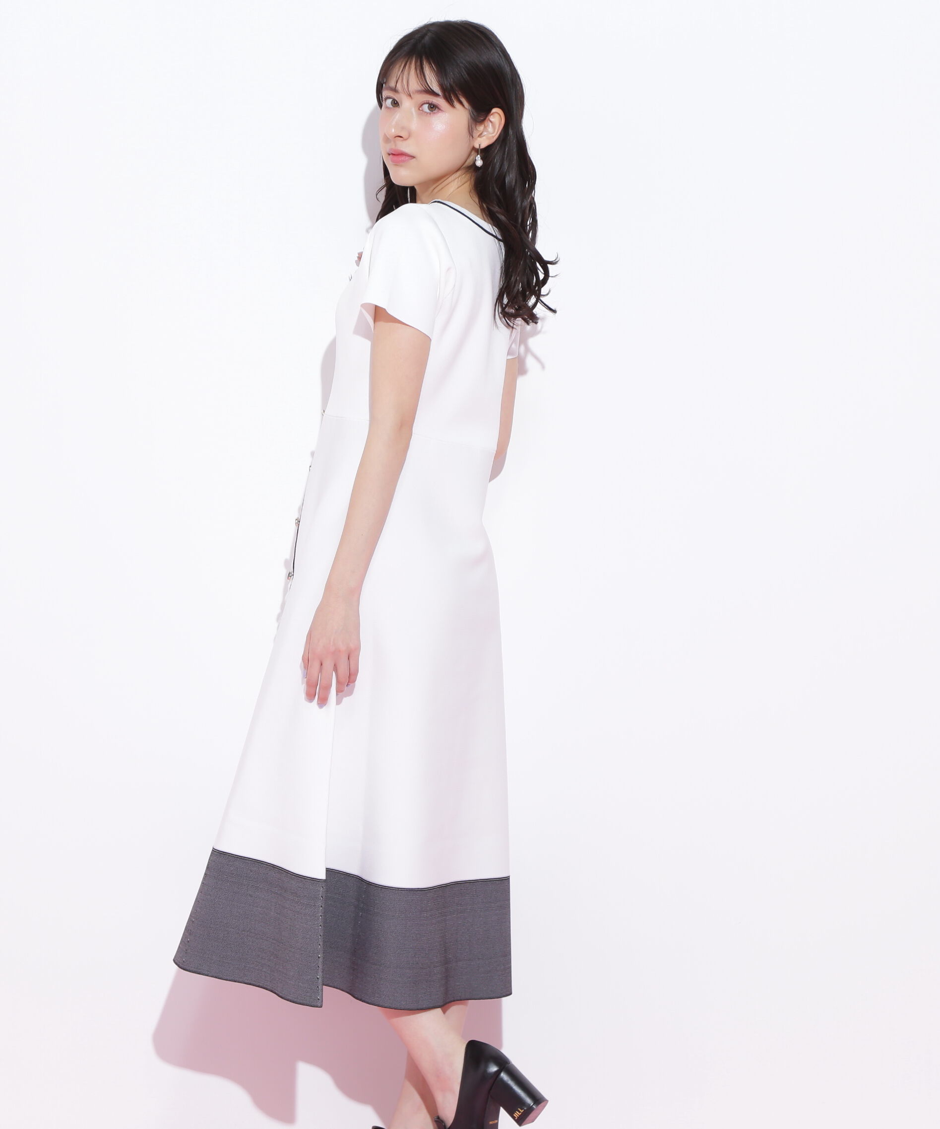  「半袖フレアニットワンピース」|ワンピース|