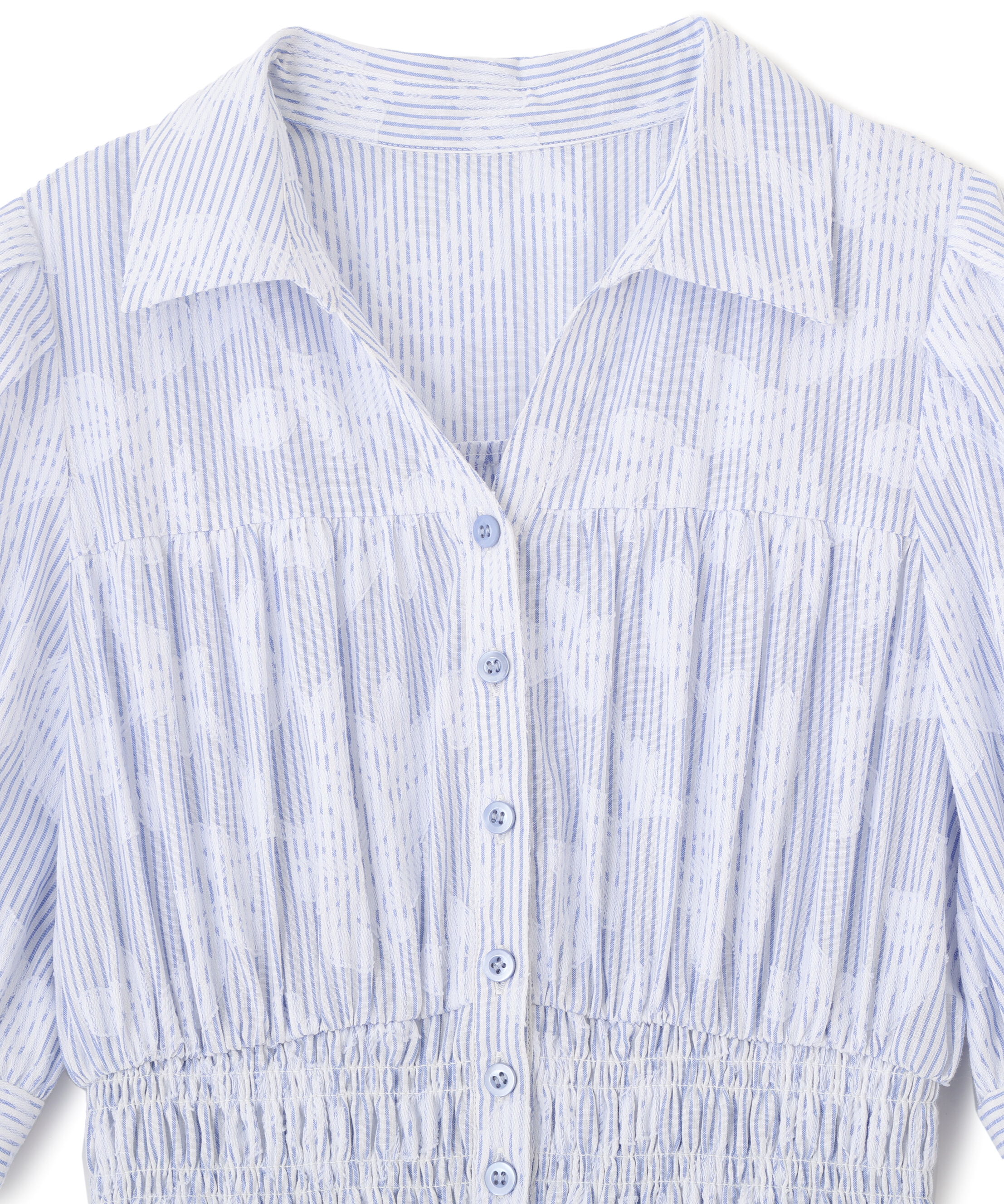  「ストライプジャガードシャツワンピース」|ワンピース|