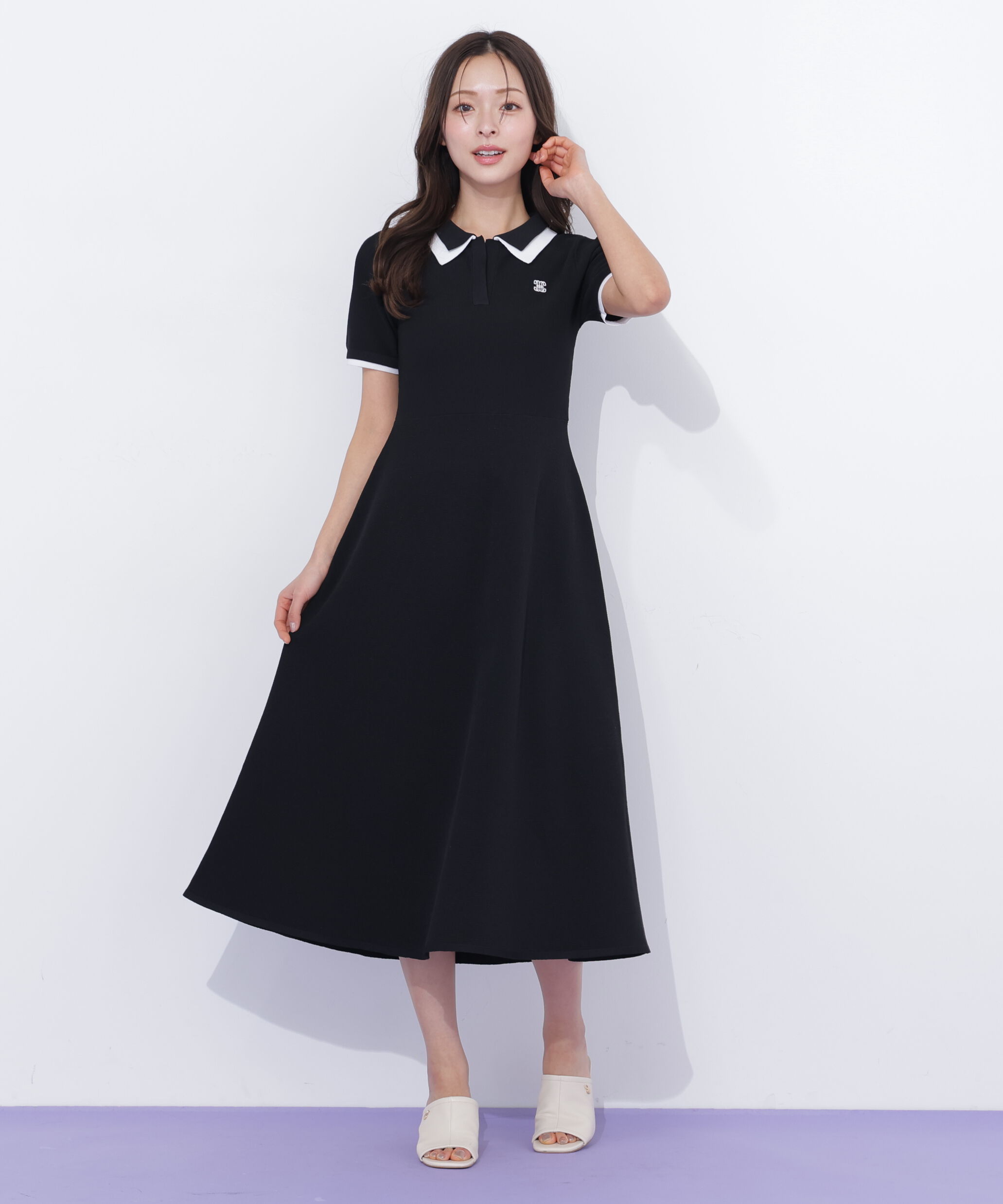  「ダブル襟半袖ポロシャツワンピース」|ワンピース|