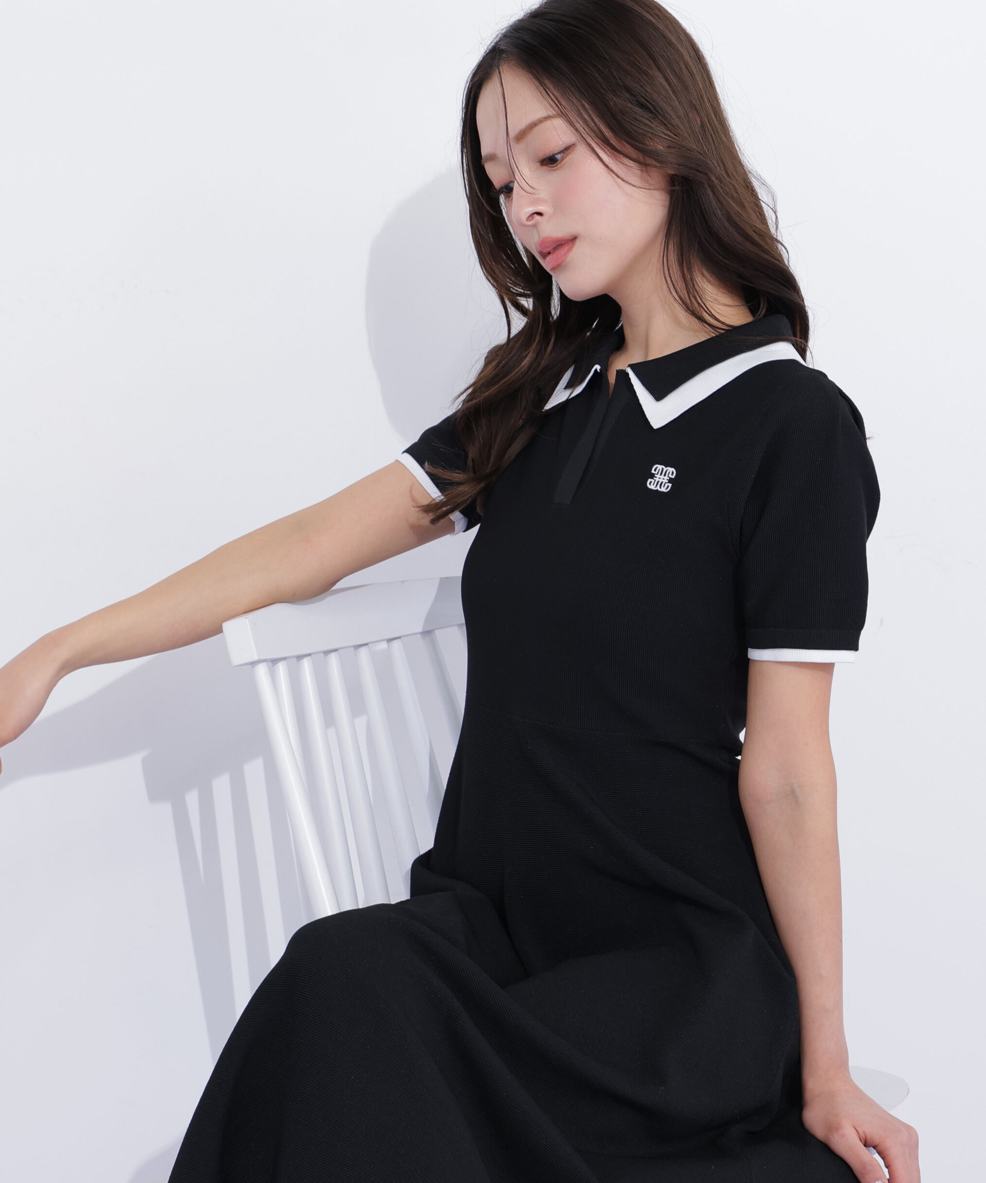  「ダブル襟半袖ポロシャツワンピース」|ワンピース|