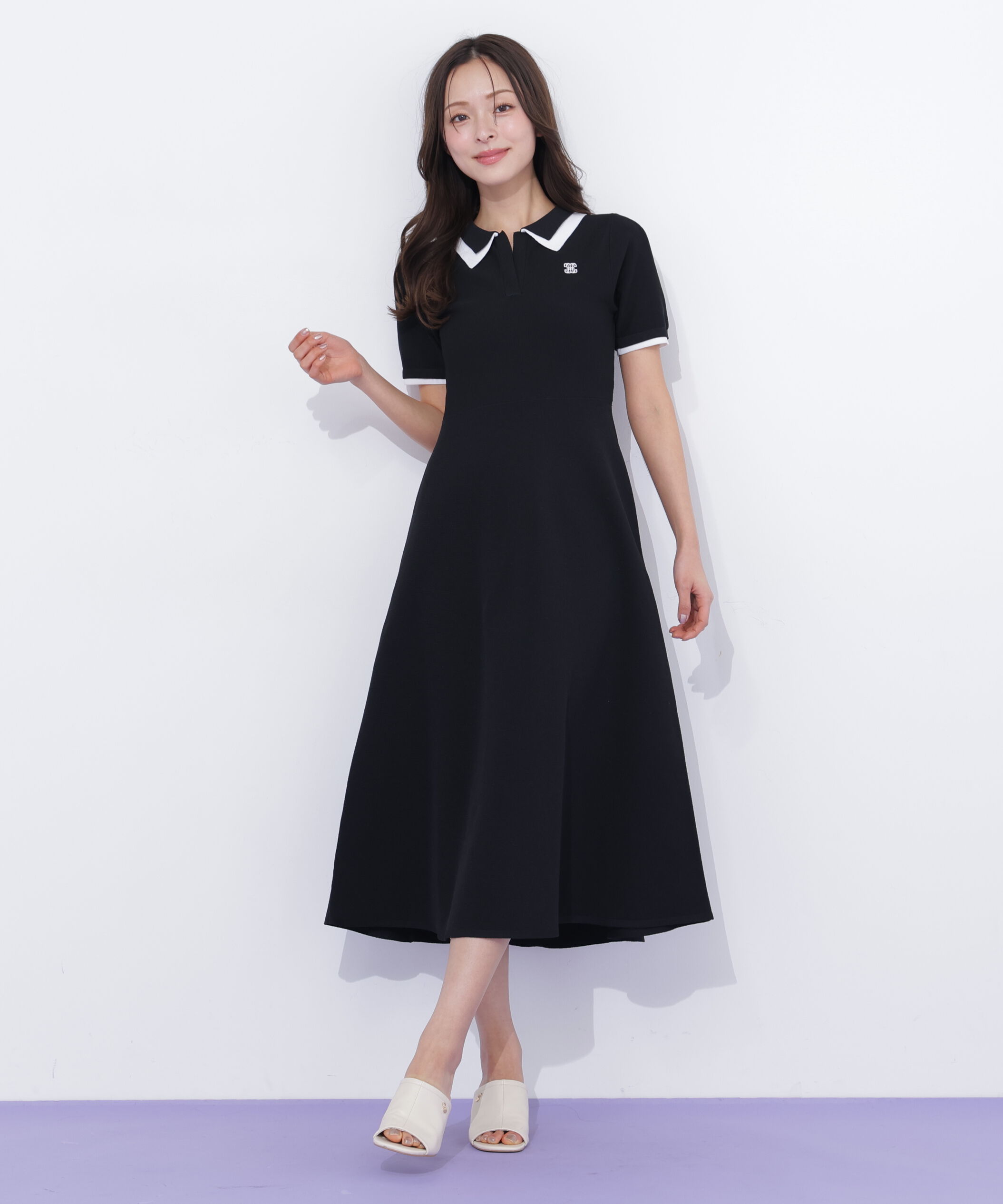  「ダブル襟半袖ポロシャツワンピース」|ワンピース|