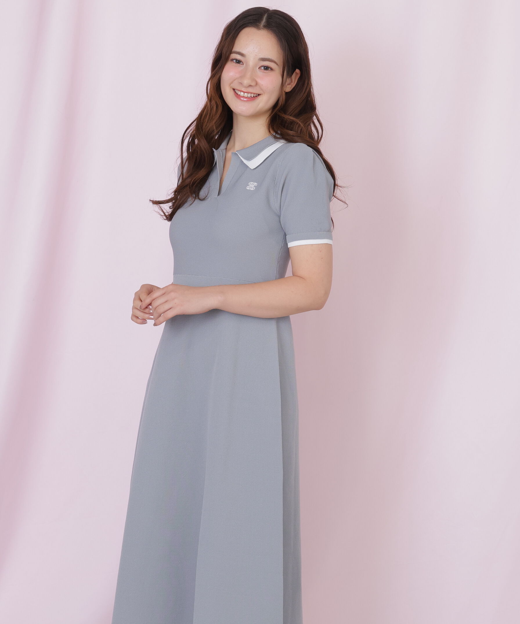  「ダブル襟半袖ポロシャツワンピース」|ワンピース|