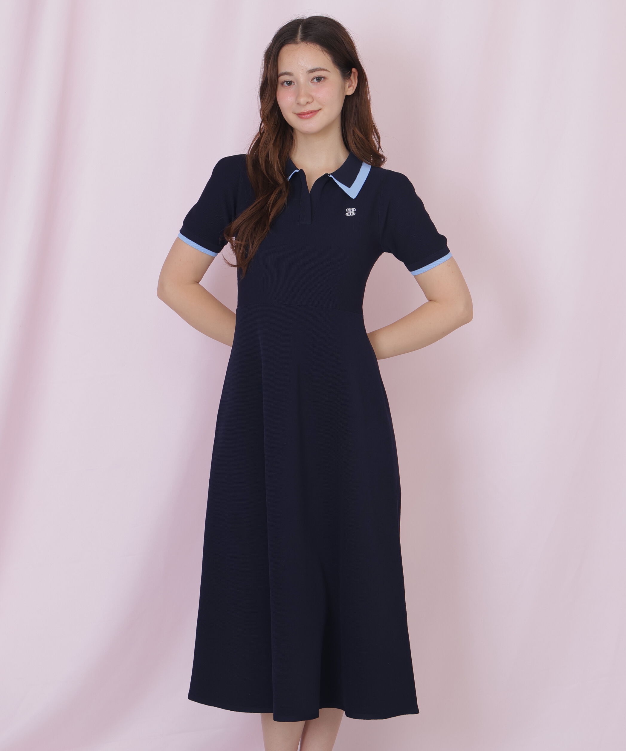 「ダブル襟半袖ポロシャツワンピース」|ワンピース|