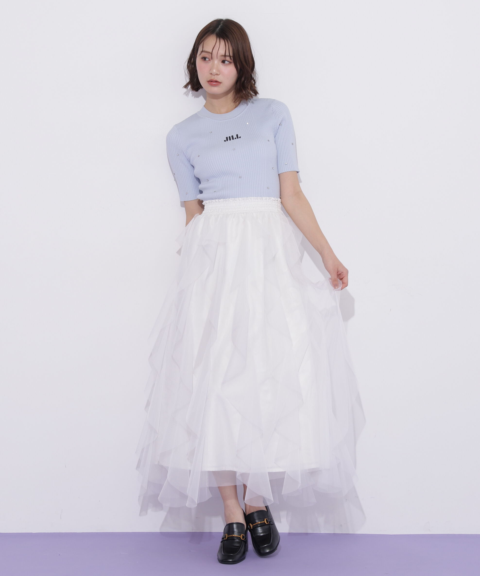  「縦ラッフルシアースカート」|スカート|