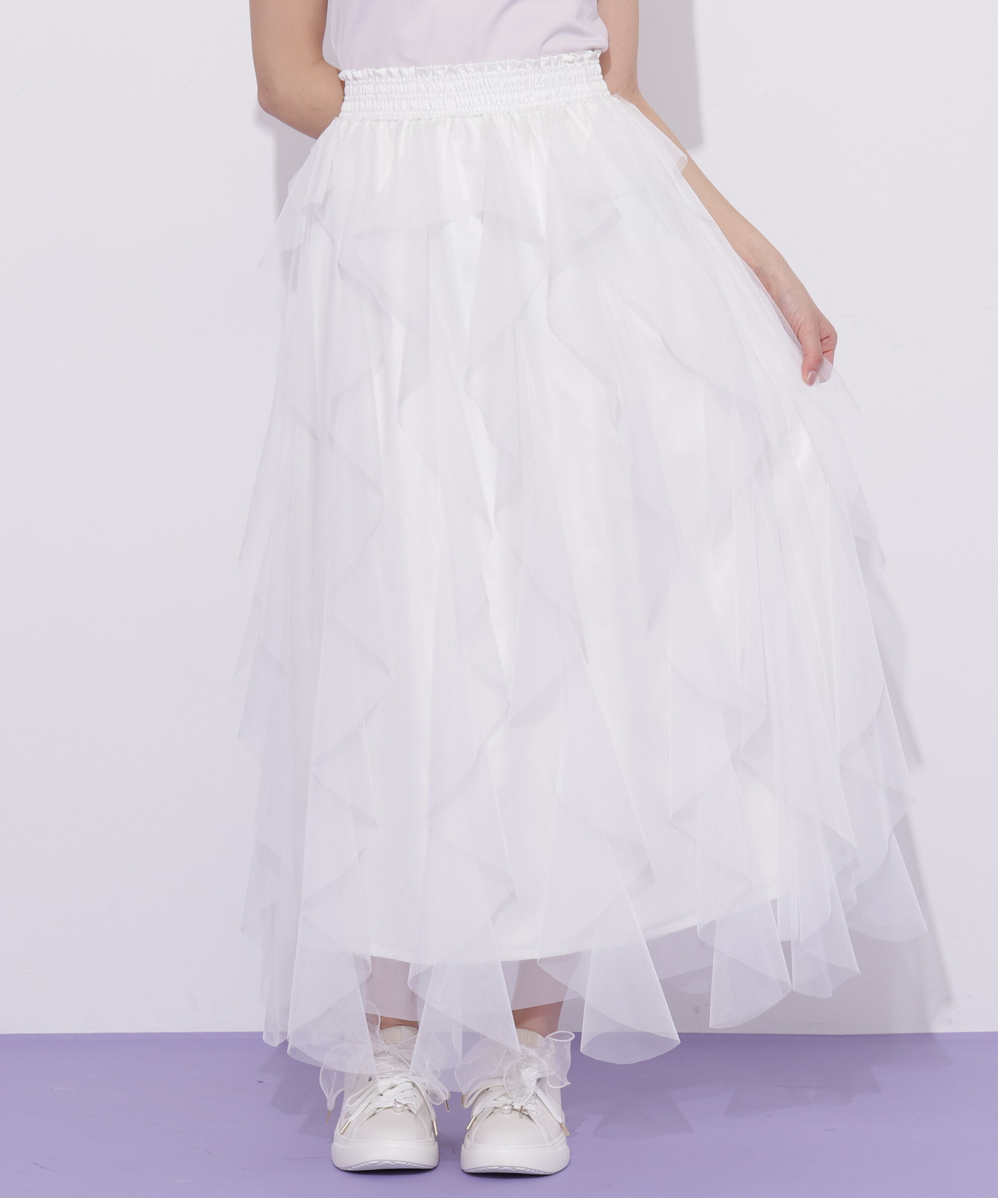  「縦ラッフルシアースカート」|スカート|