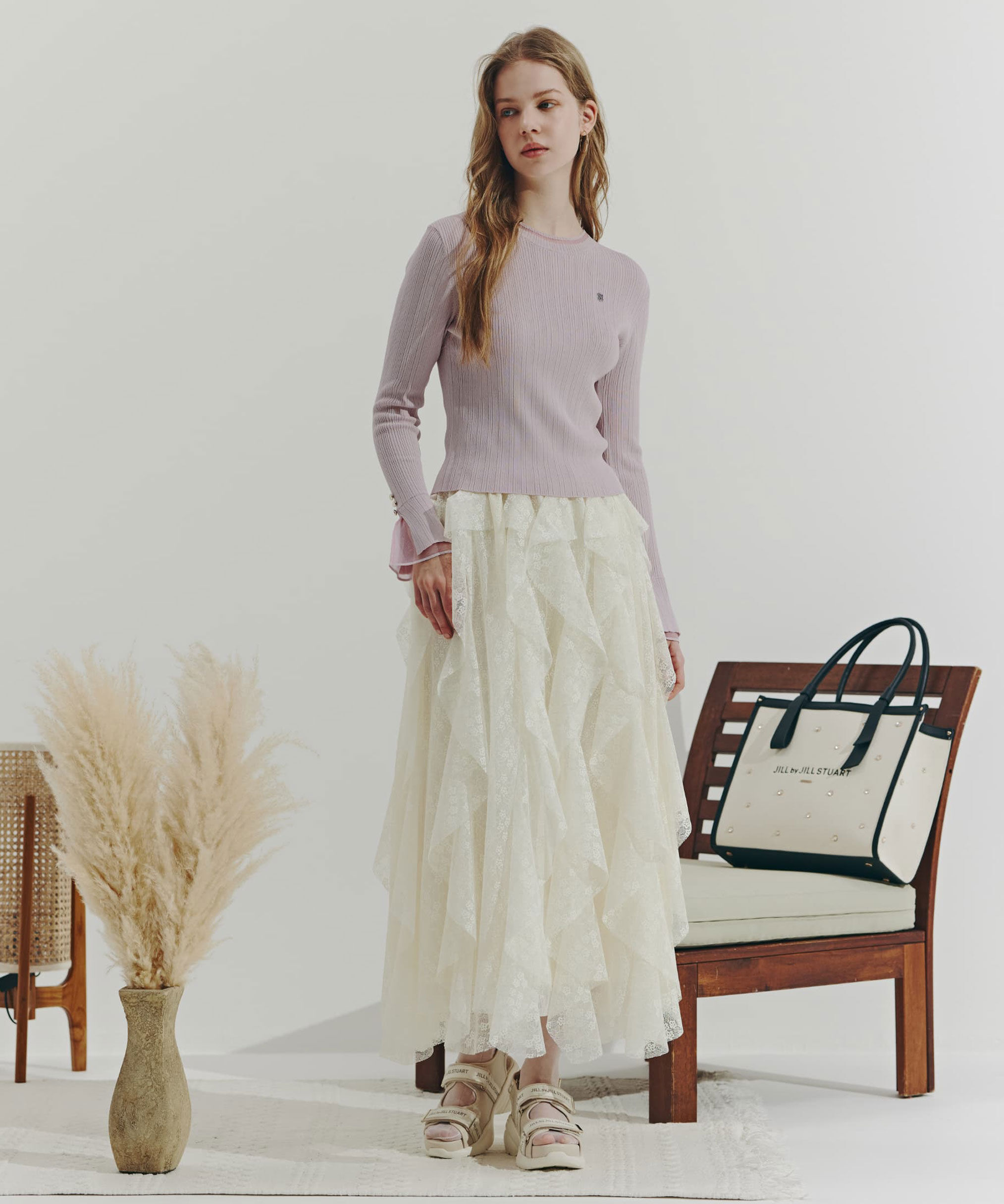  「縦ラッフルシアースカート」|スカート|