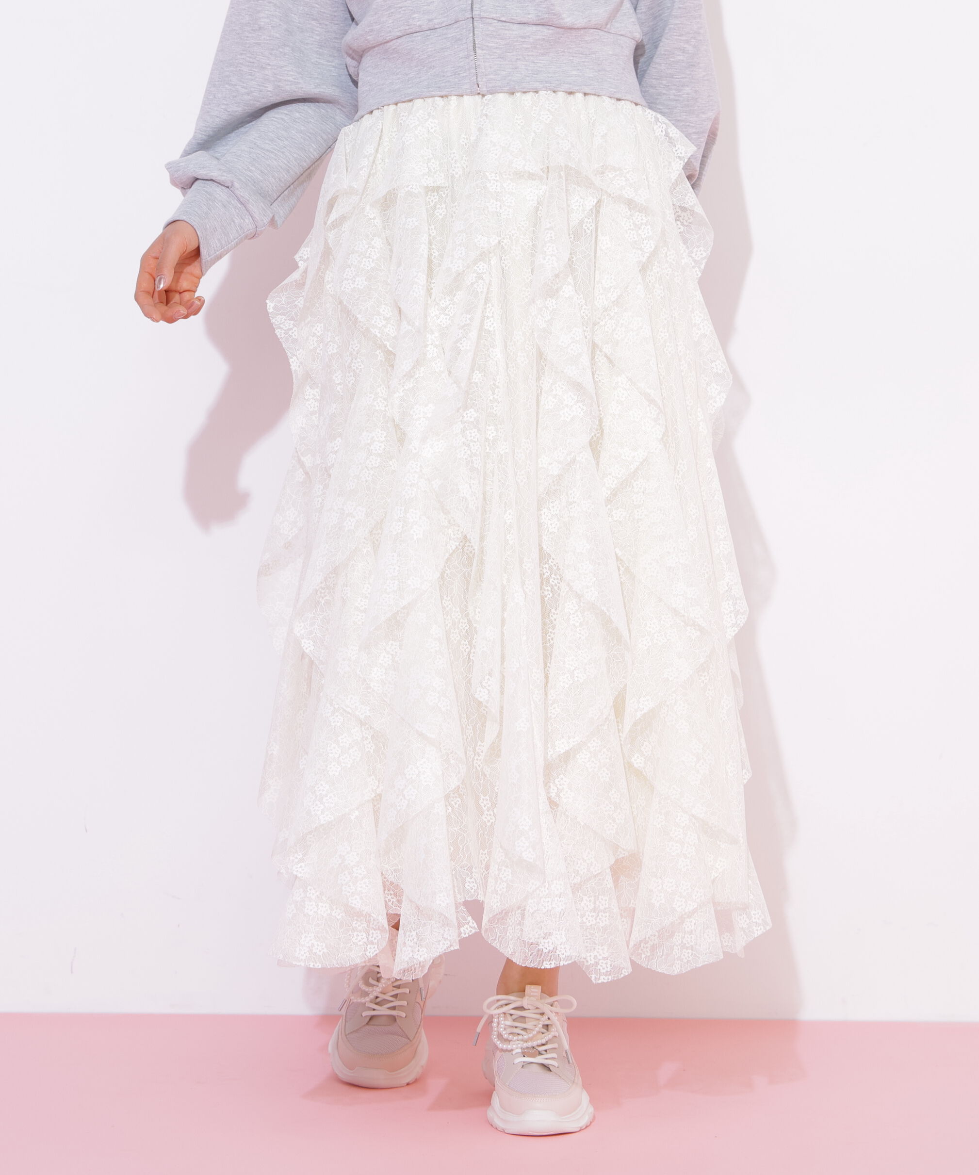  「縦ラッフルシアースカート」|スカート|