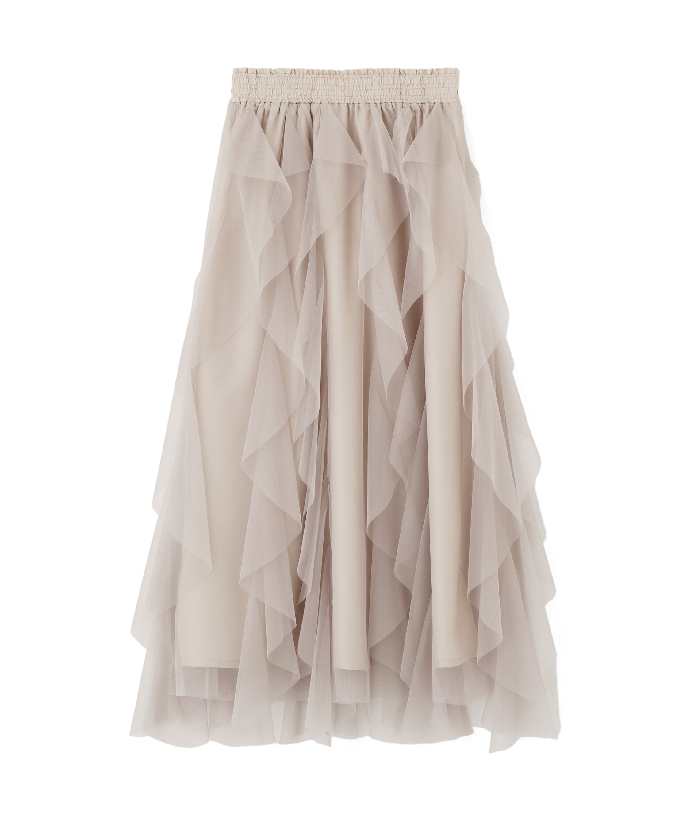  「縦ラッフルシアースカート」|スカート|ベージュ