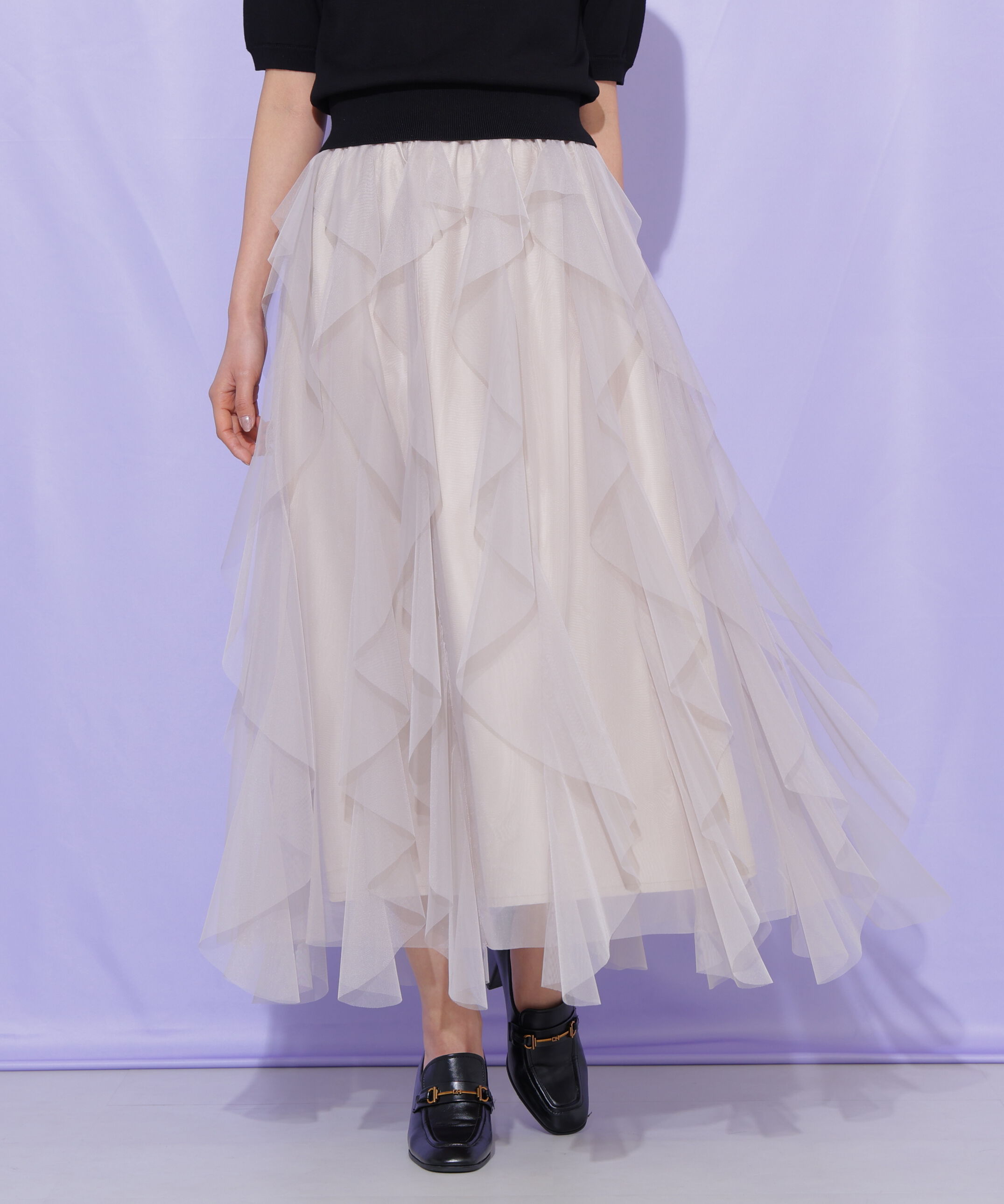  「縦ラッフルシアースカート」|スカート|