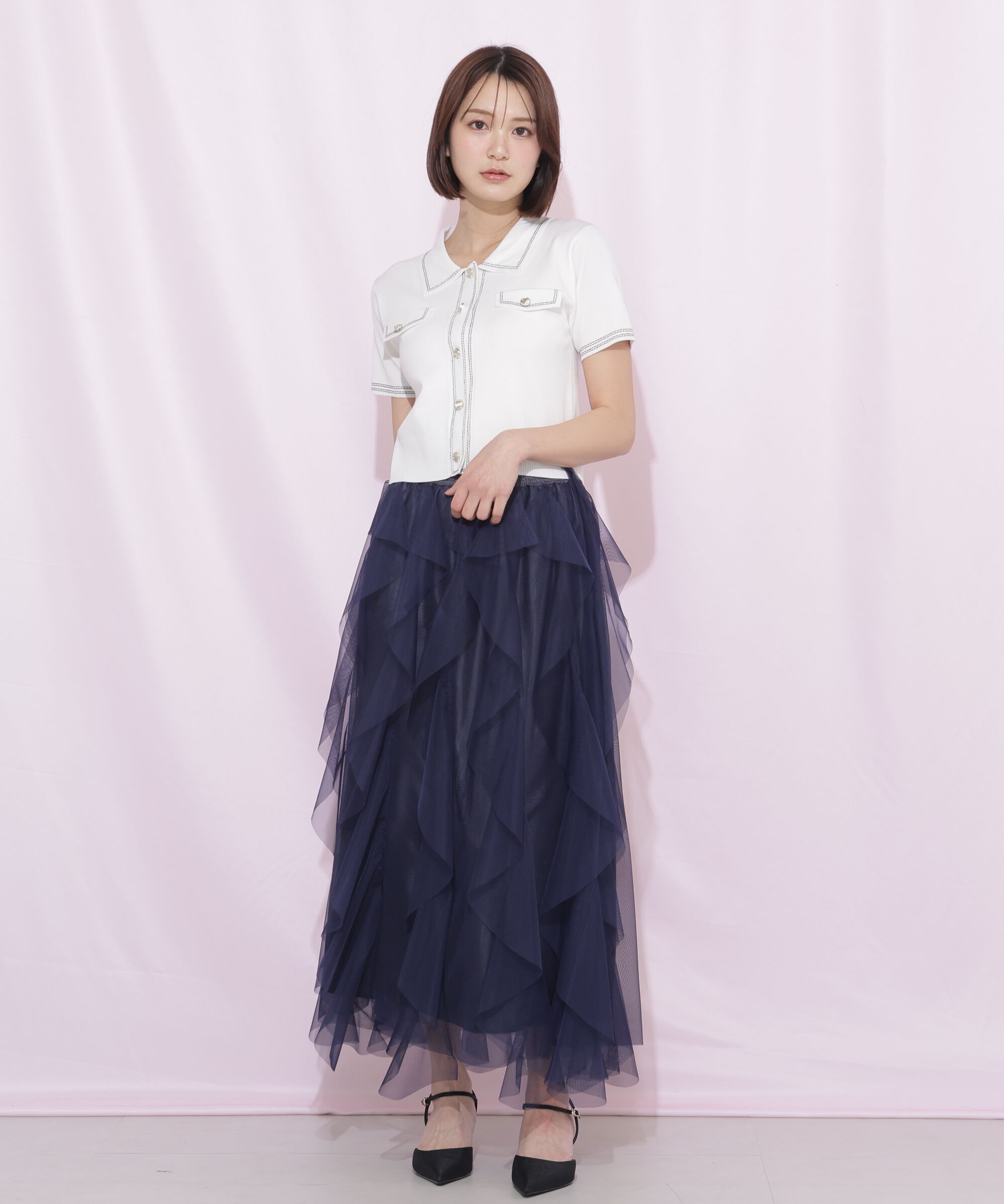  「縦ラッフルシアースカート」|スカート|