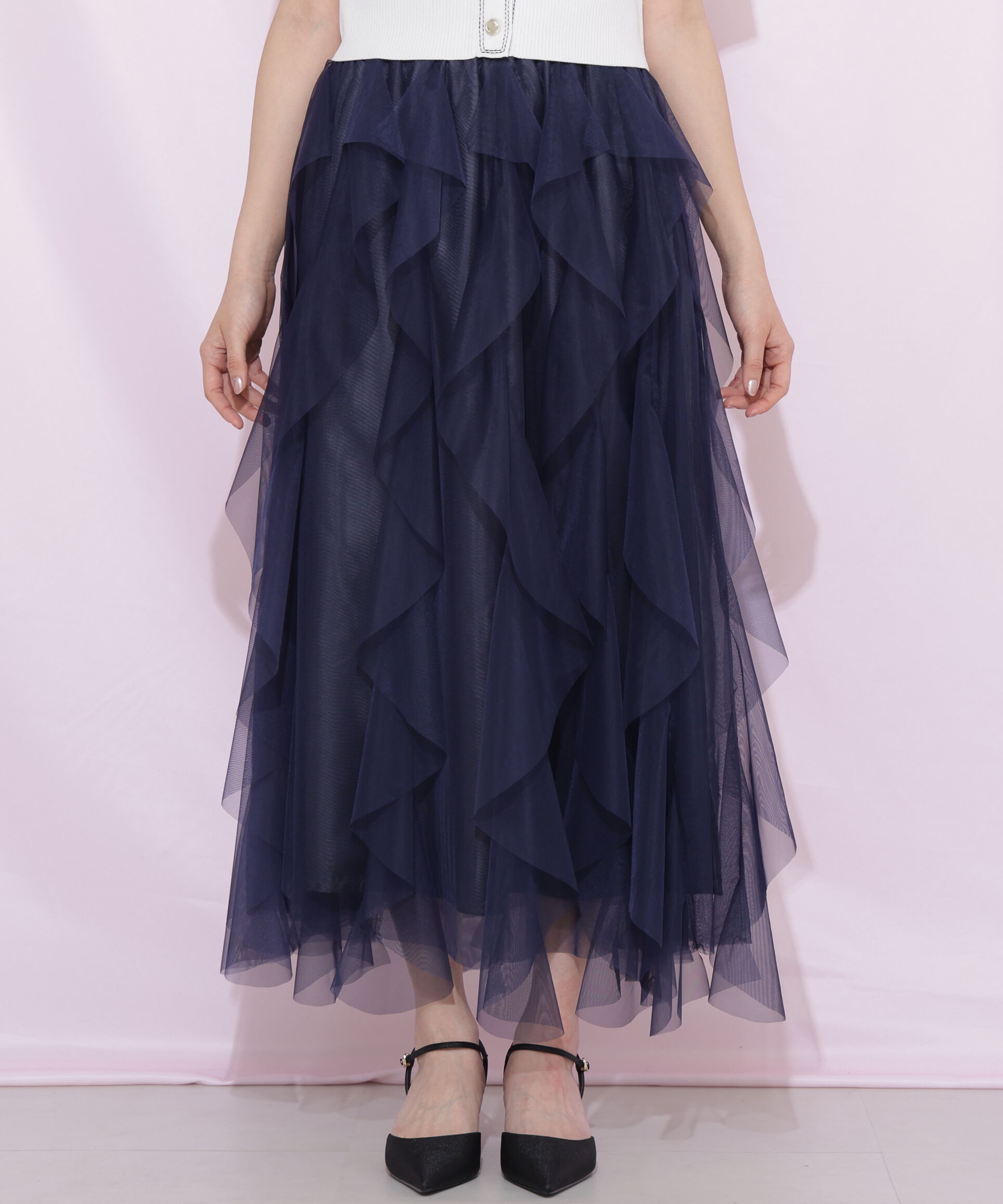  「縦ラッフルシアースカート」|スカート|