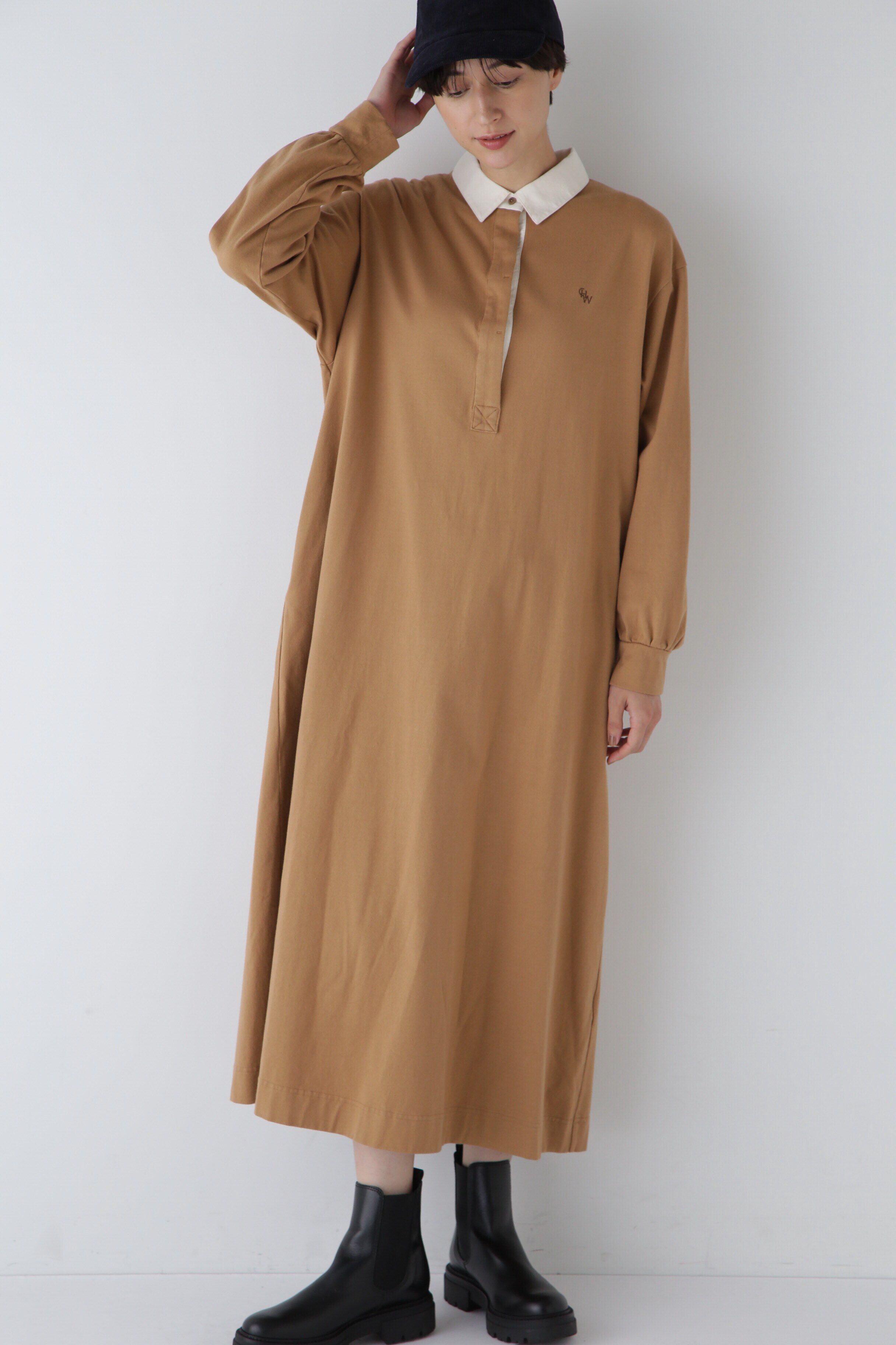  「◆コーヒー染め・30/2度詰天竺ワンピース」|ワンピース|