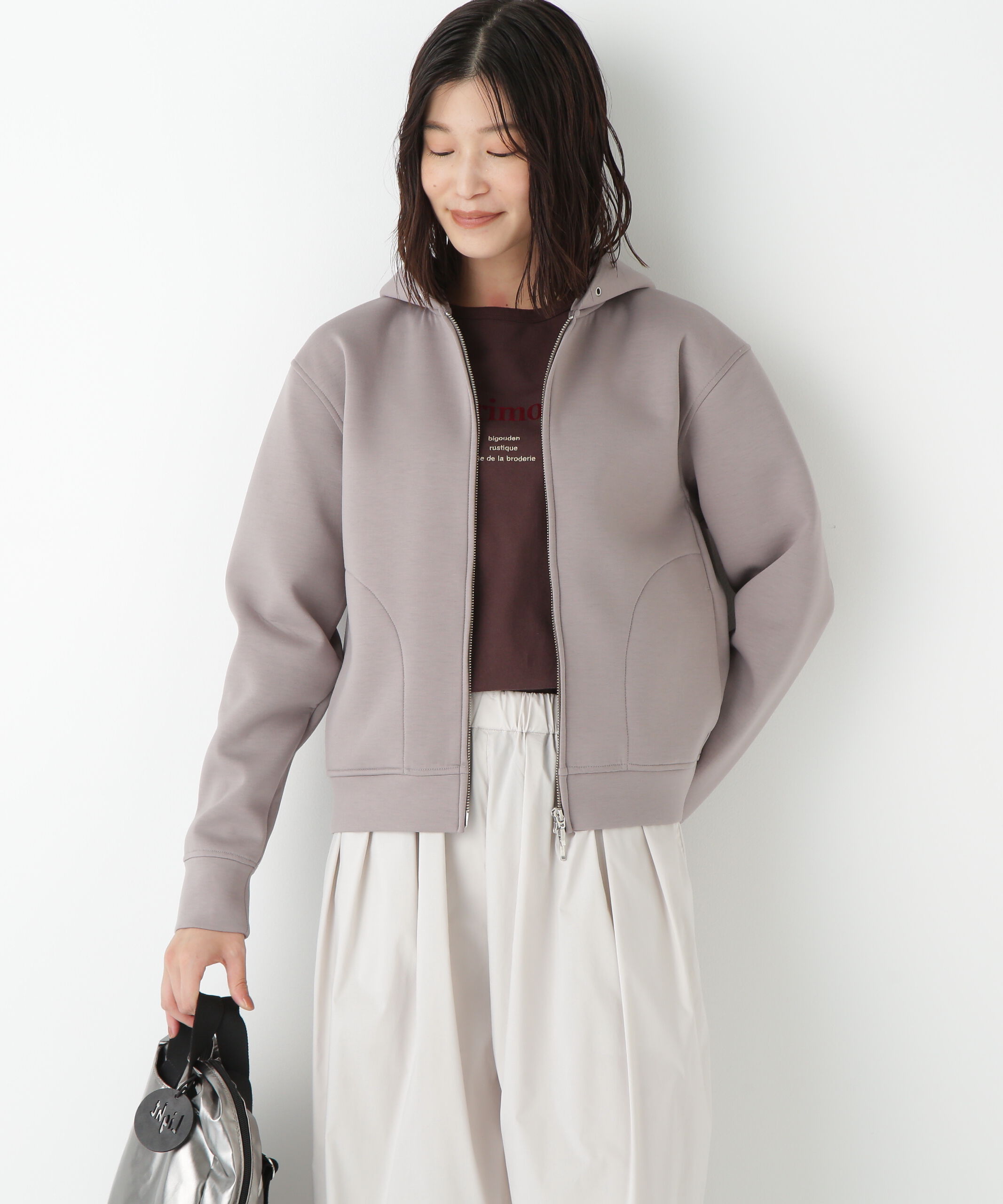  「◆クッションダンボールジップパーカー」|Tシャツ・カットソー|グレージュ2