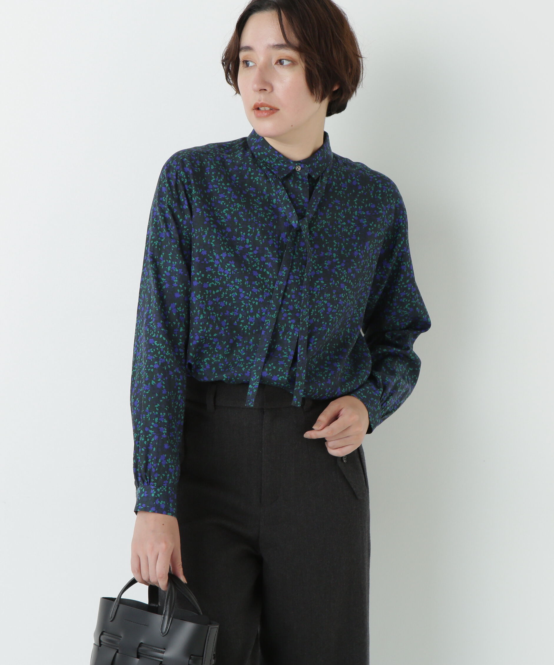  「プチフラワープリントボウタイシャツブラウス」|シャツ・ブラウス|