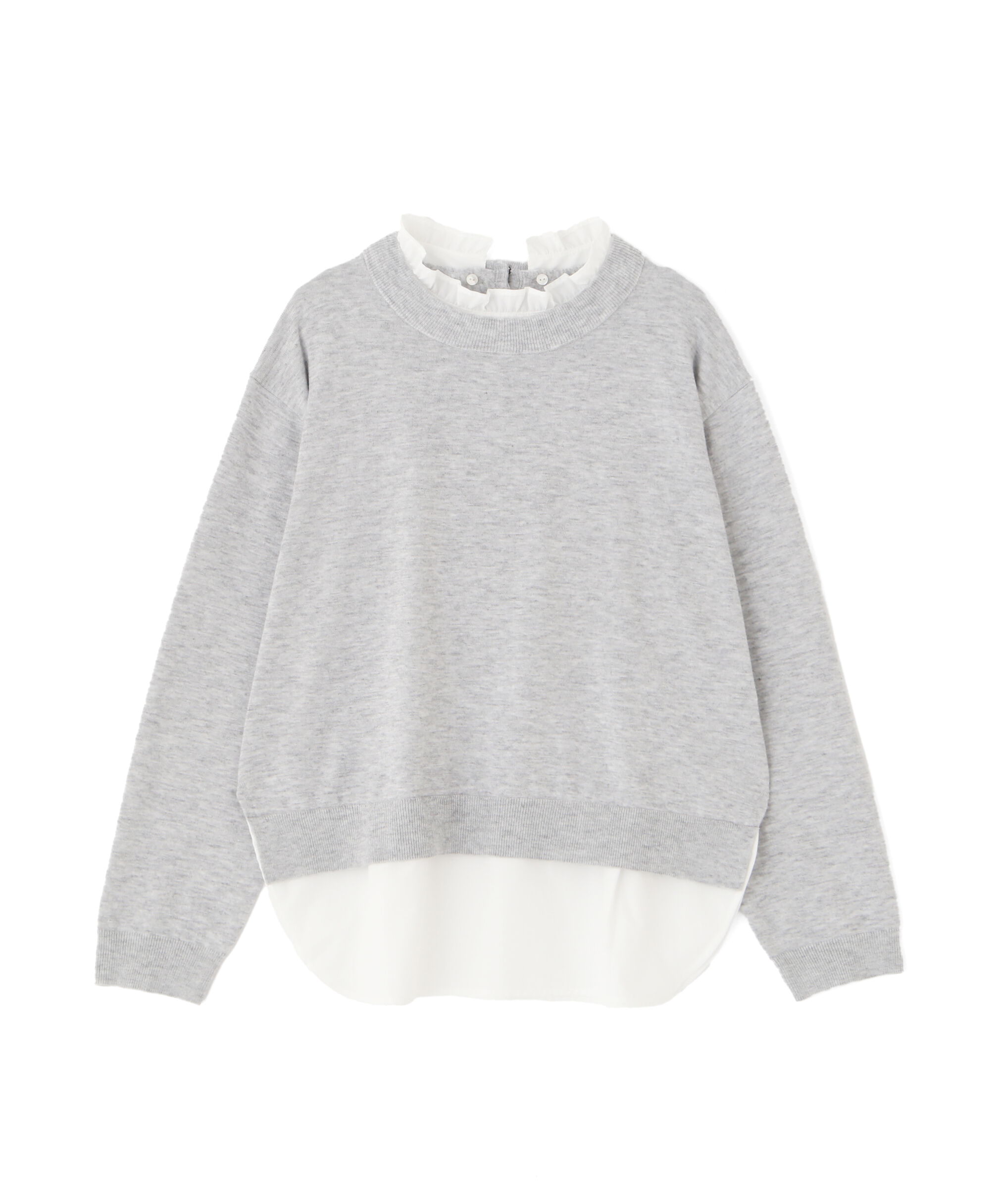  「シャツ地ドッキングプルオーバー」|ニット・セーター|