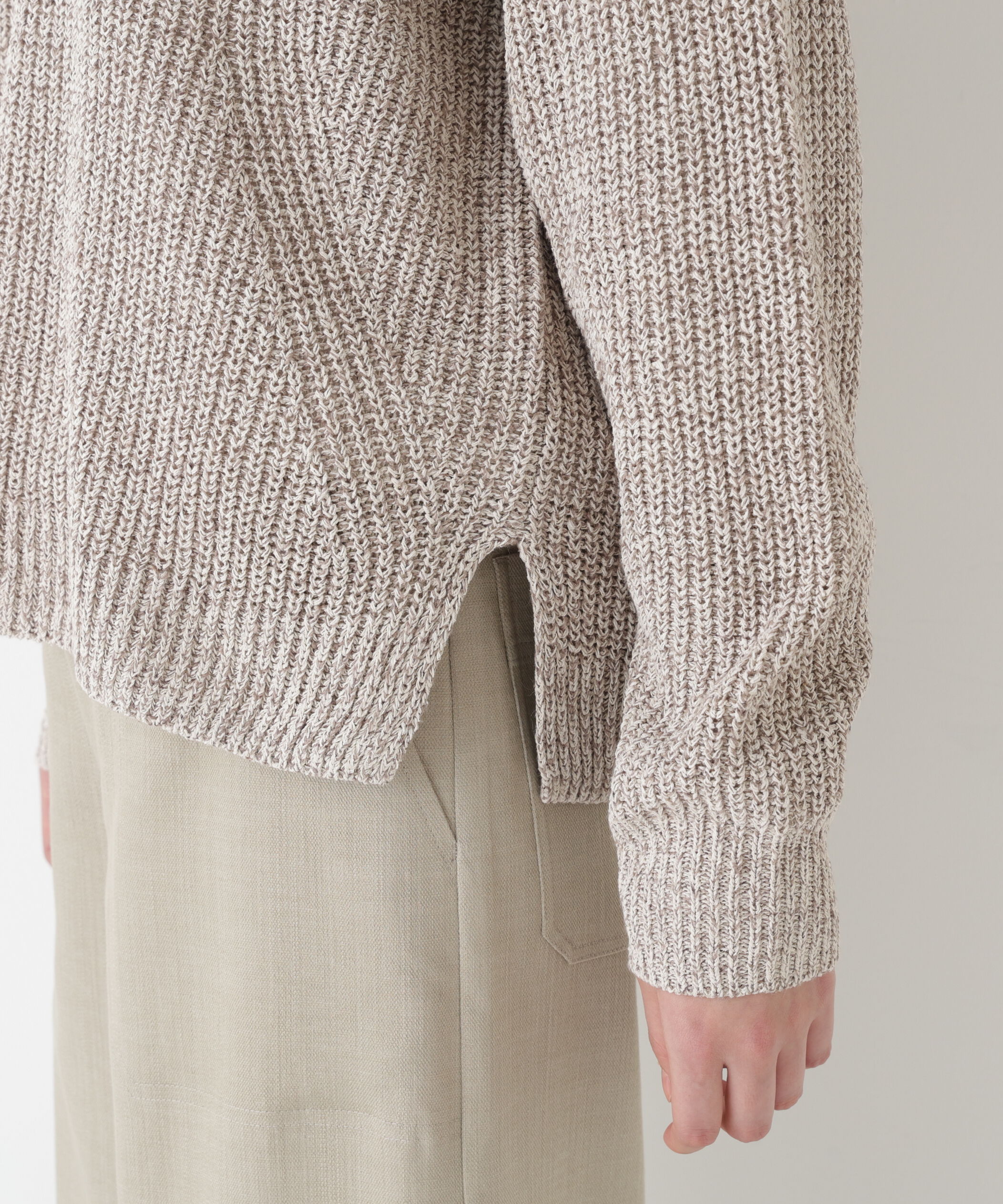  「◆ネップ入ペーパーヤーン片畦クルーネックプルオーバー」|ニット・セーター|