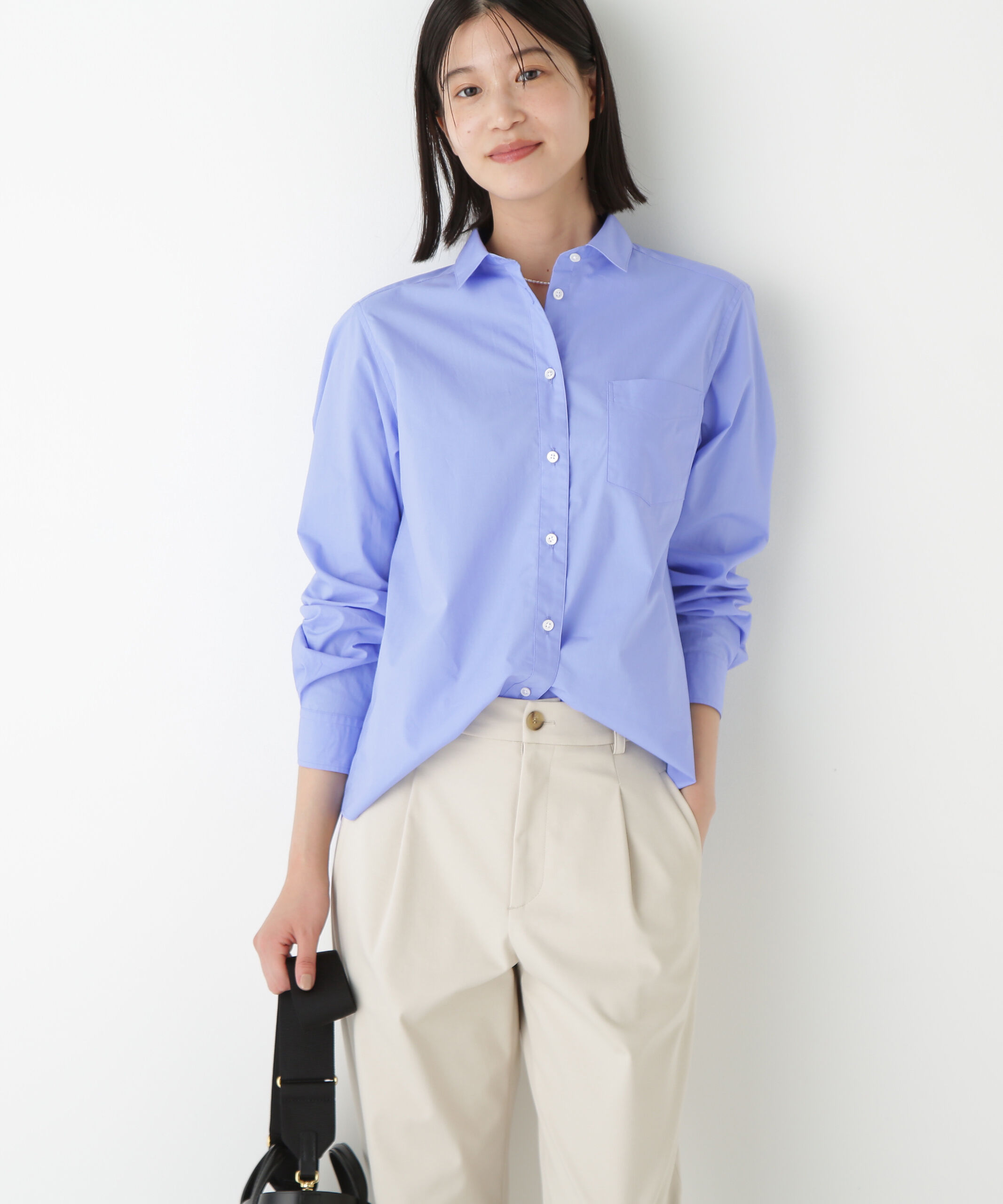  「◆《ウォッシャブル》ベーシックシャツ」|シャツ・ブラウス|ブルー